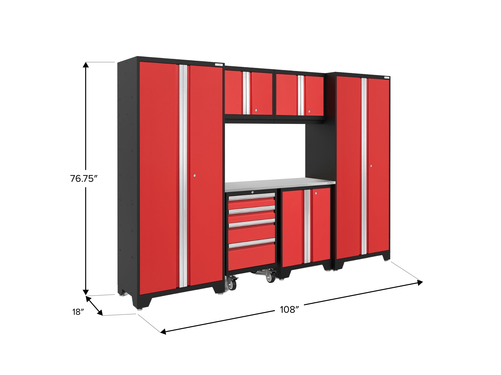 Bold Series 7 Piece Cabinet Set with Tool, Base, Wall Cabinets and 30 in. Lockers