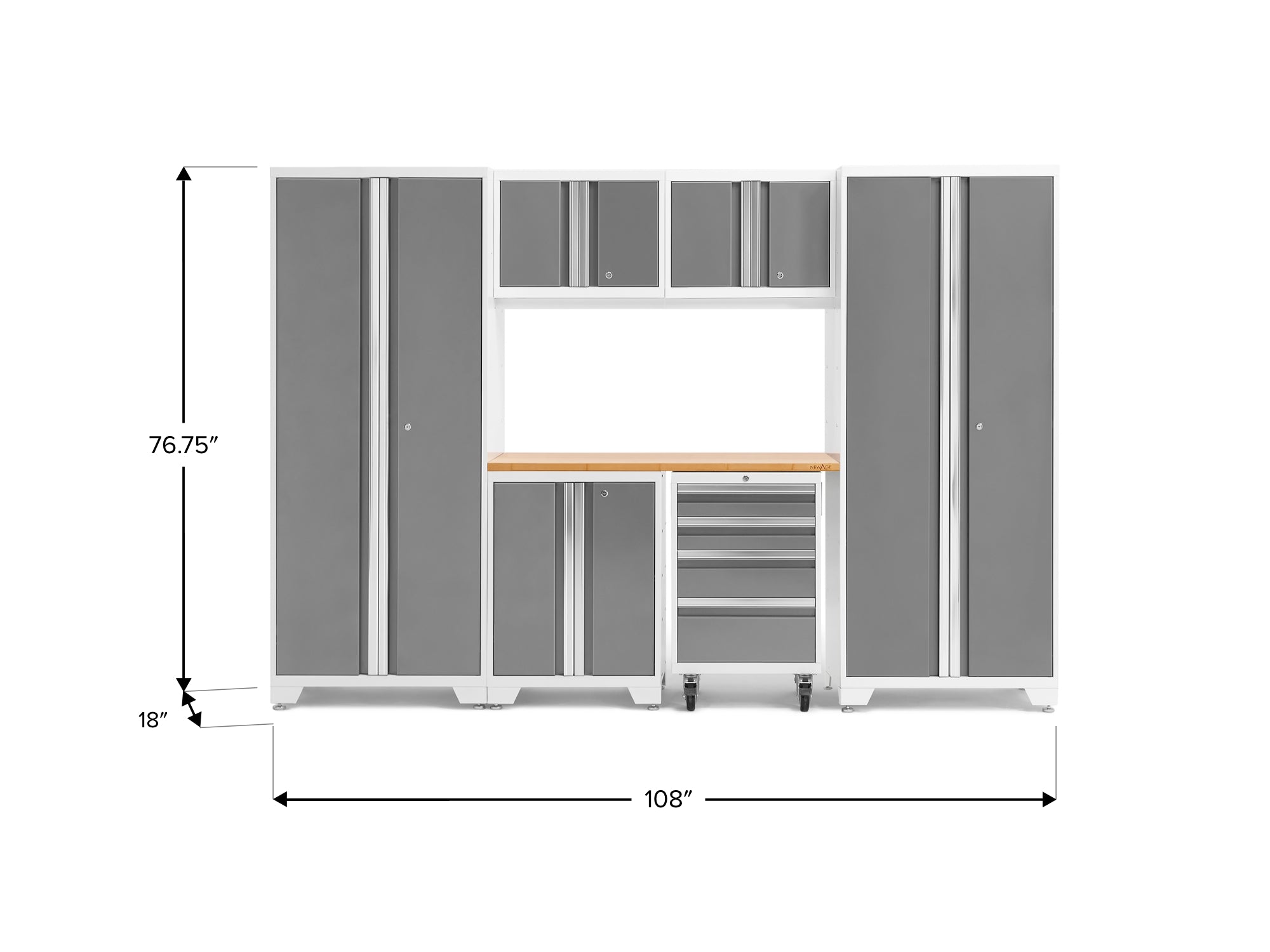 Bold Series 7 Piece Cabinet Set with Tool, Base, Wall Cabinets and 30 in. Lockers