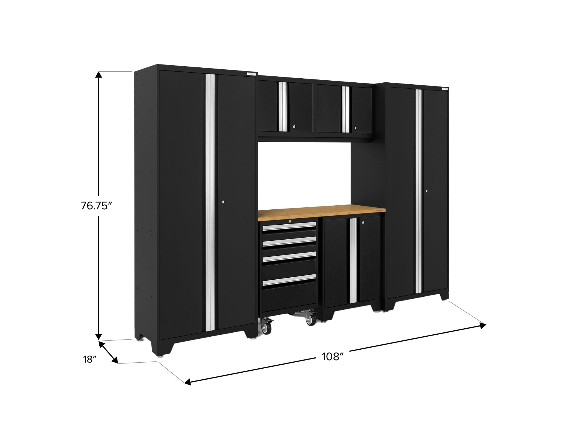 Bold Series 7 Piece Cabinet Set with Tool, Base, Wall Cabinets and 30 in. Lockers