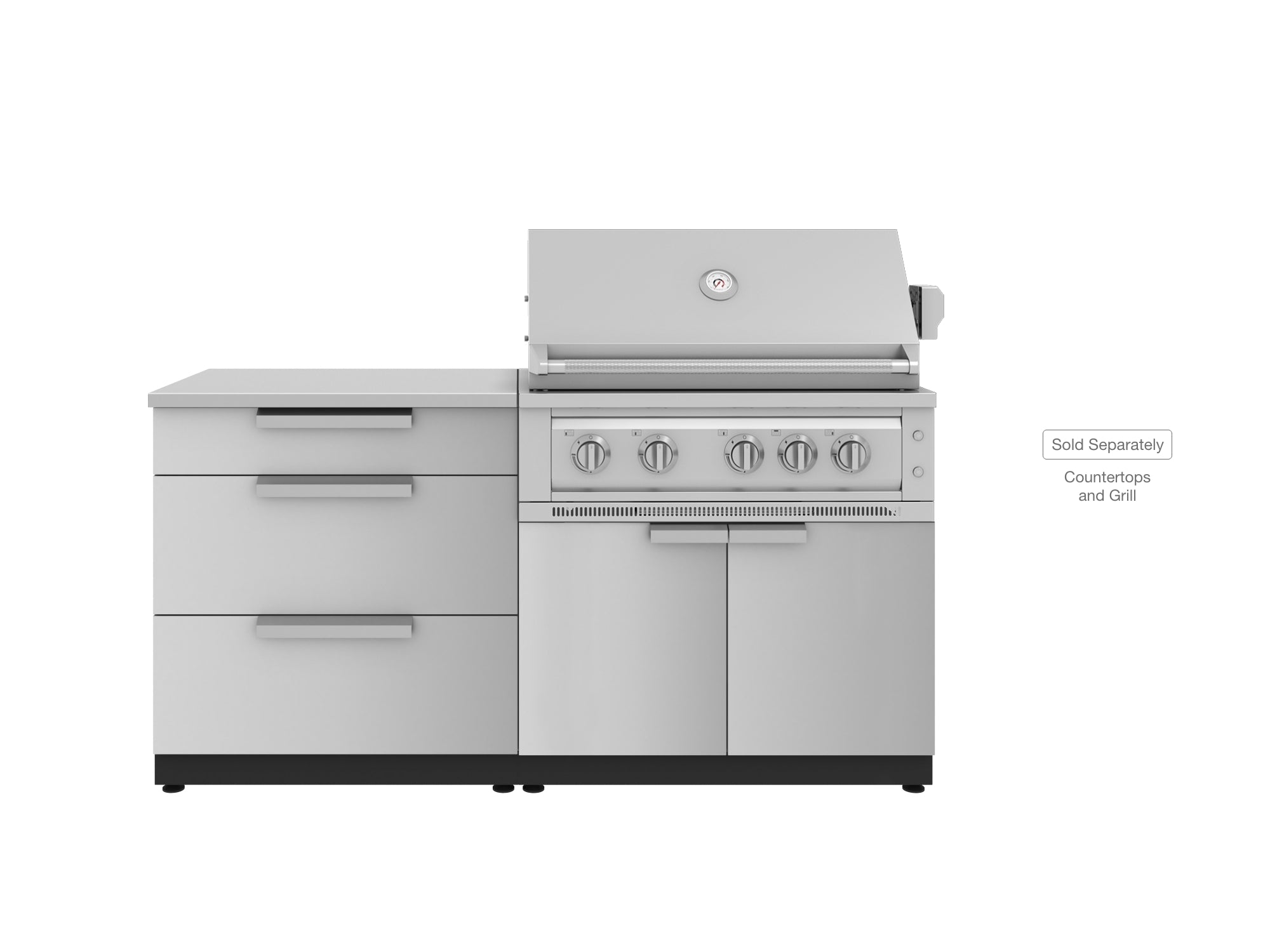 Outdoor Kitchen Stainless-Steel 2 Piece Cabinet set with 3 Drawer and Grill Cabinet