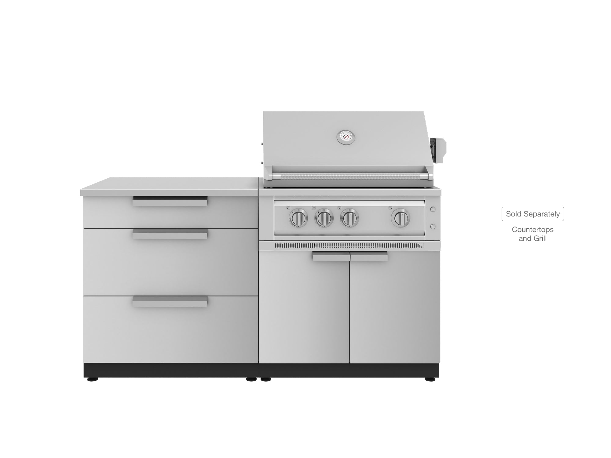 Outdoor Kitchen Stainless-Steel 2 Piece Cabinet set with 3 Drawer and Grill Cabinet