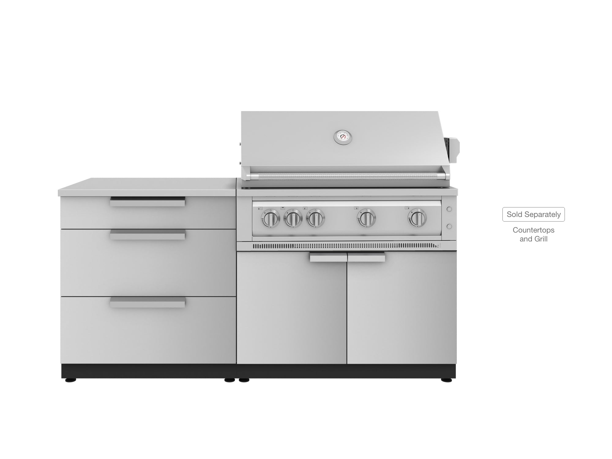 Outdoor Kitchen Stainless-Steel 2 Piece Cabinet set with 3 Drawer and Grill Cabinet