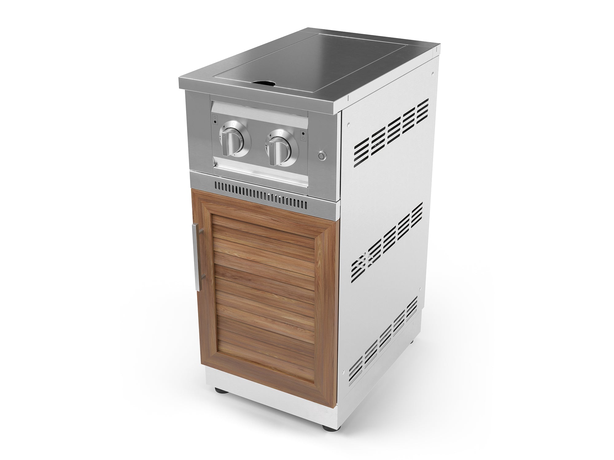 Outdoor Kitchen Stainless Steel Louvered Doors Platinum Dual Side Burner