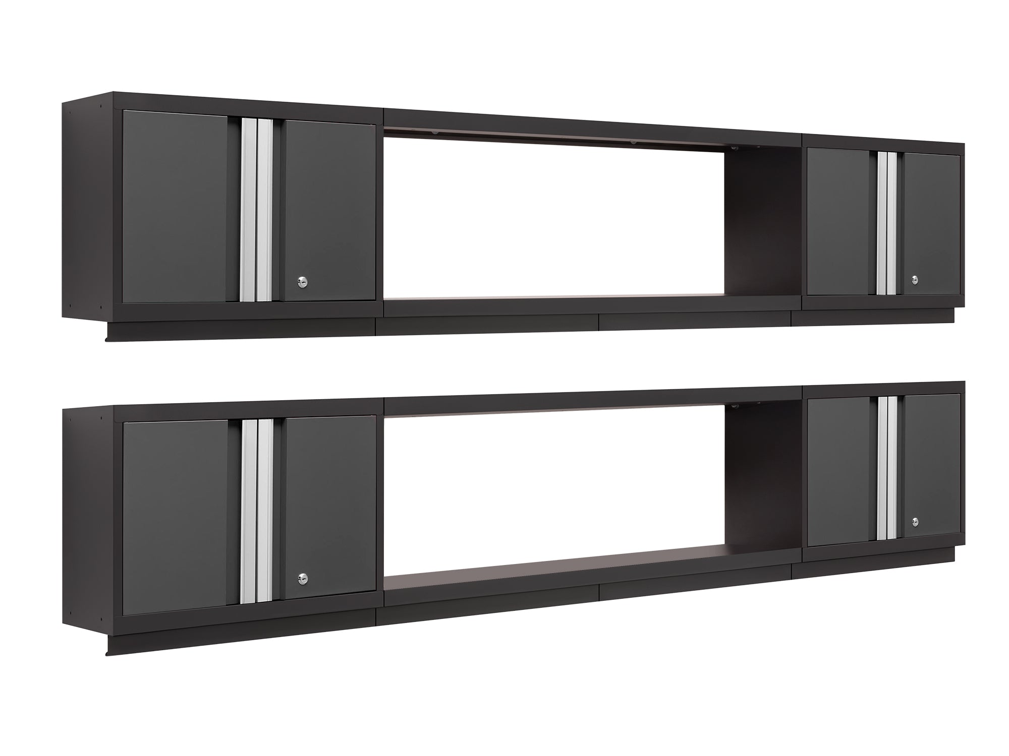 Bold Series 6 Piece Cabinet Set with Wall Cabinets and 48 in. Display Shelves