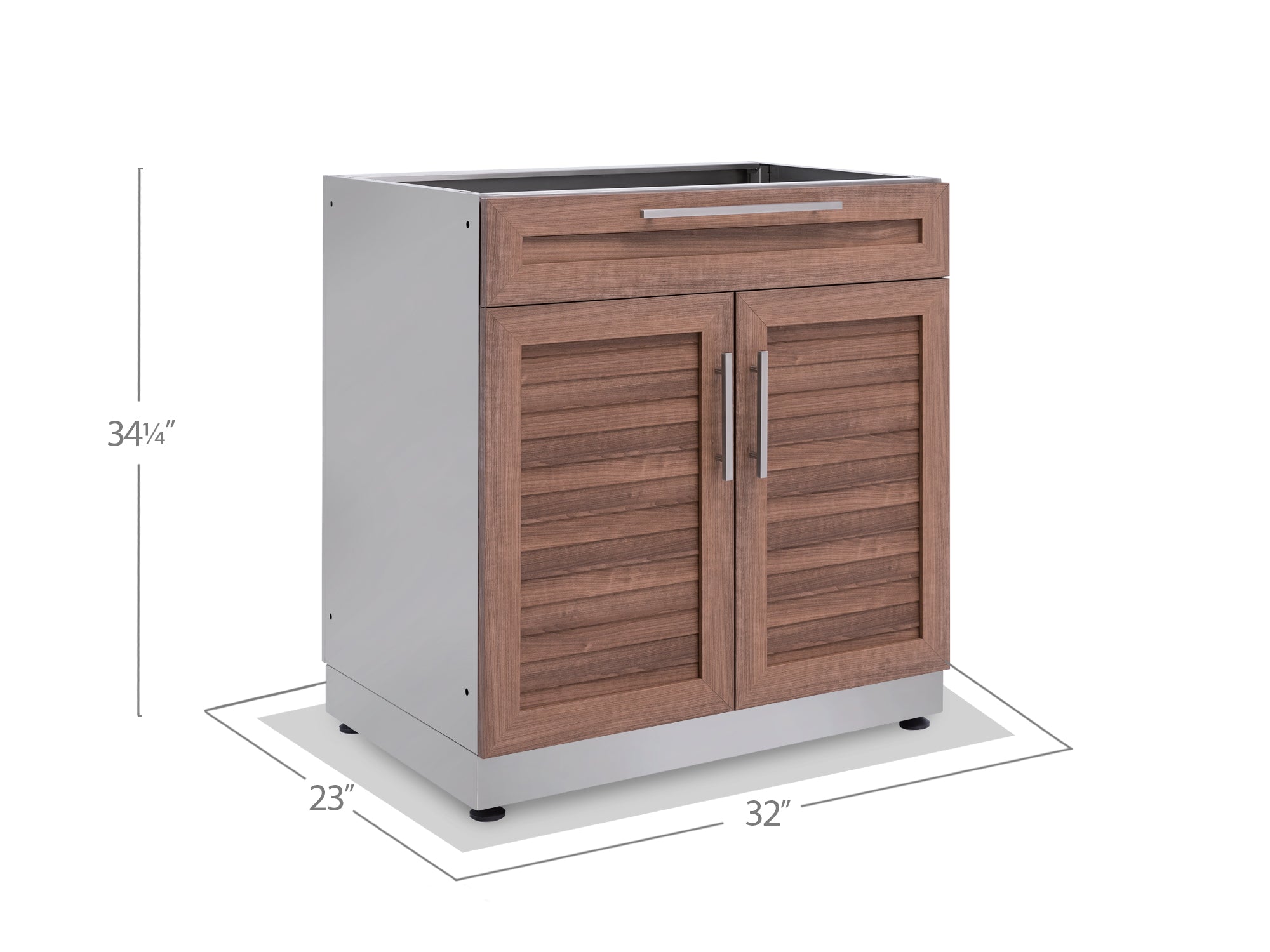 Outdoor Kitchen Stainless Steel Louvered Doors 32 in. Bar Cabinet