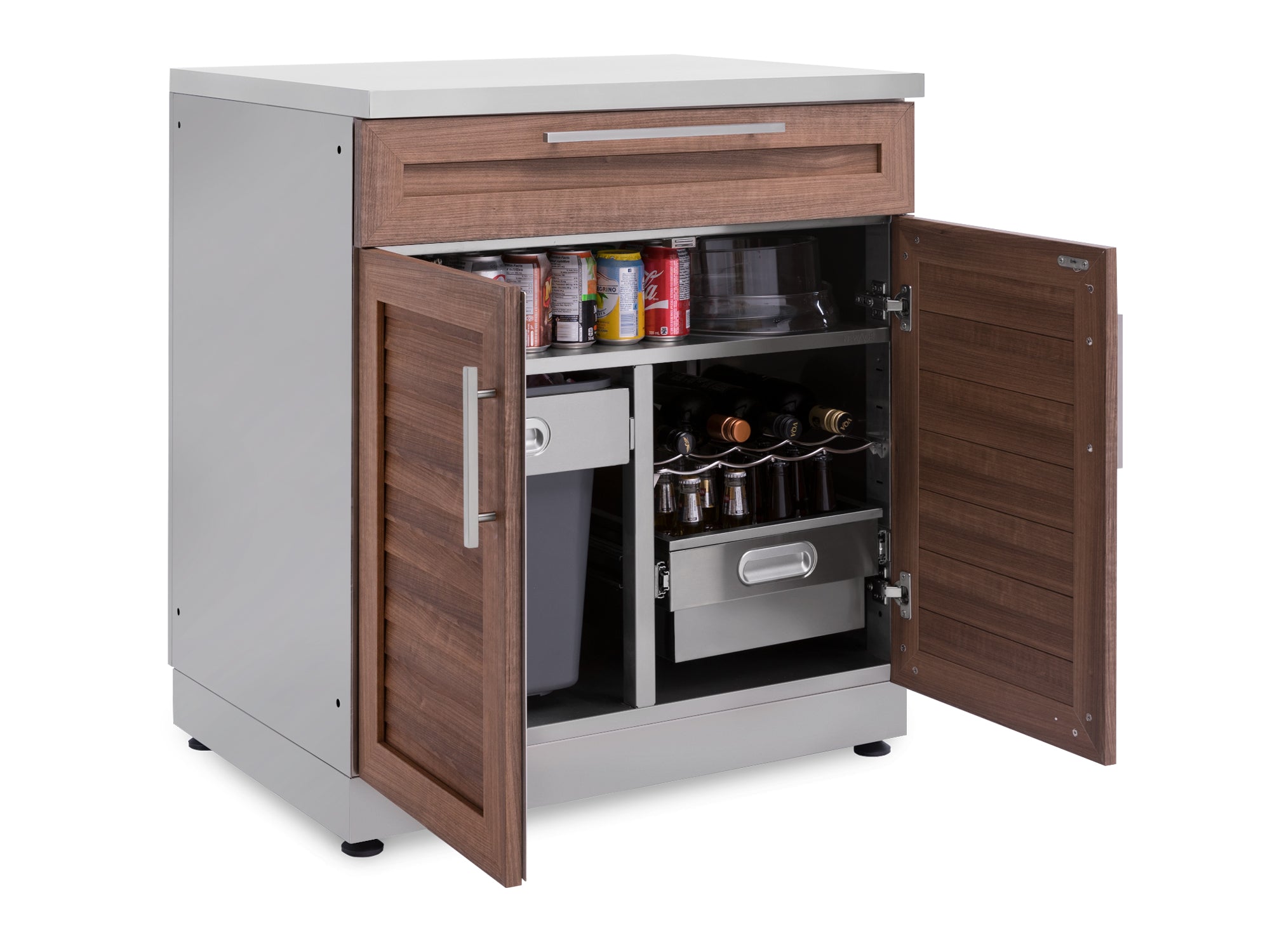 Outdoor Kitchen Stainless Steel Louvered Doors 32 in. Bar Cabinet