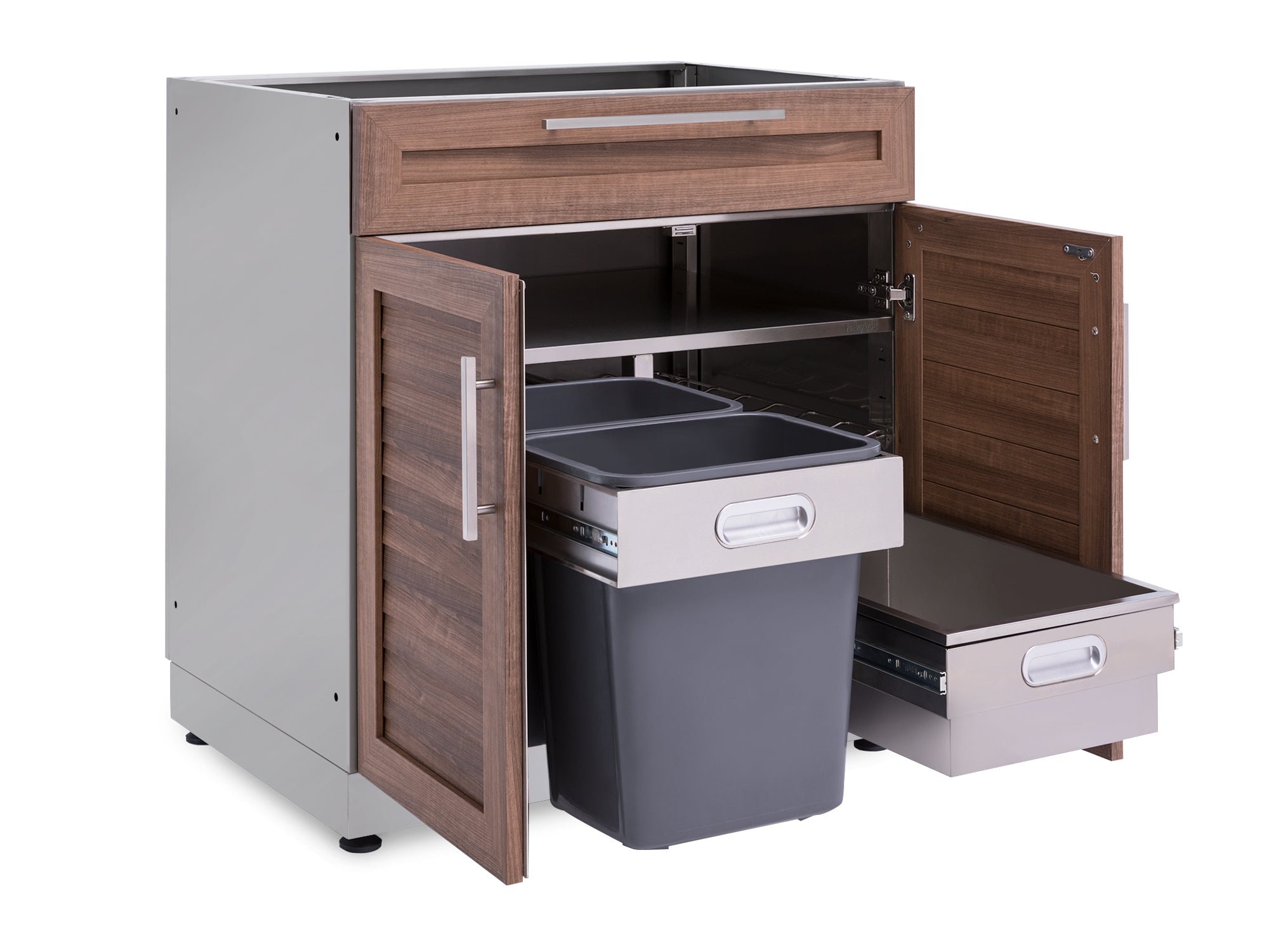 Outdoor Kitchen Stainless Steel Louvered Doors 32 in. Bar Cabinet