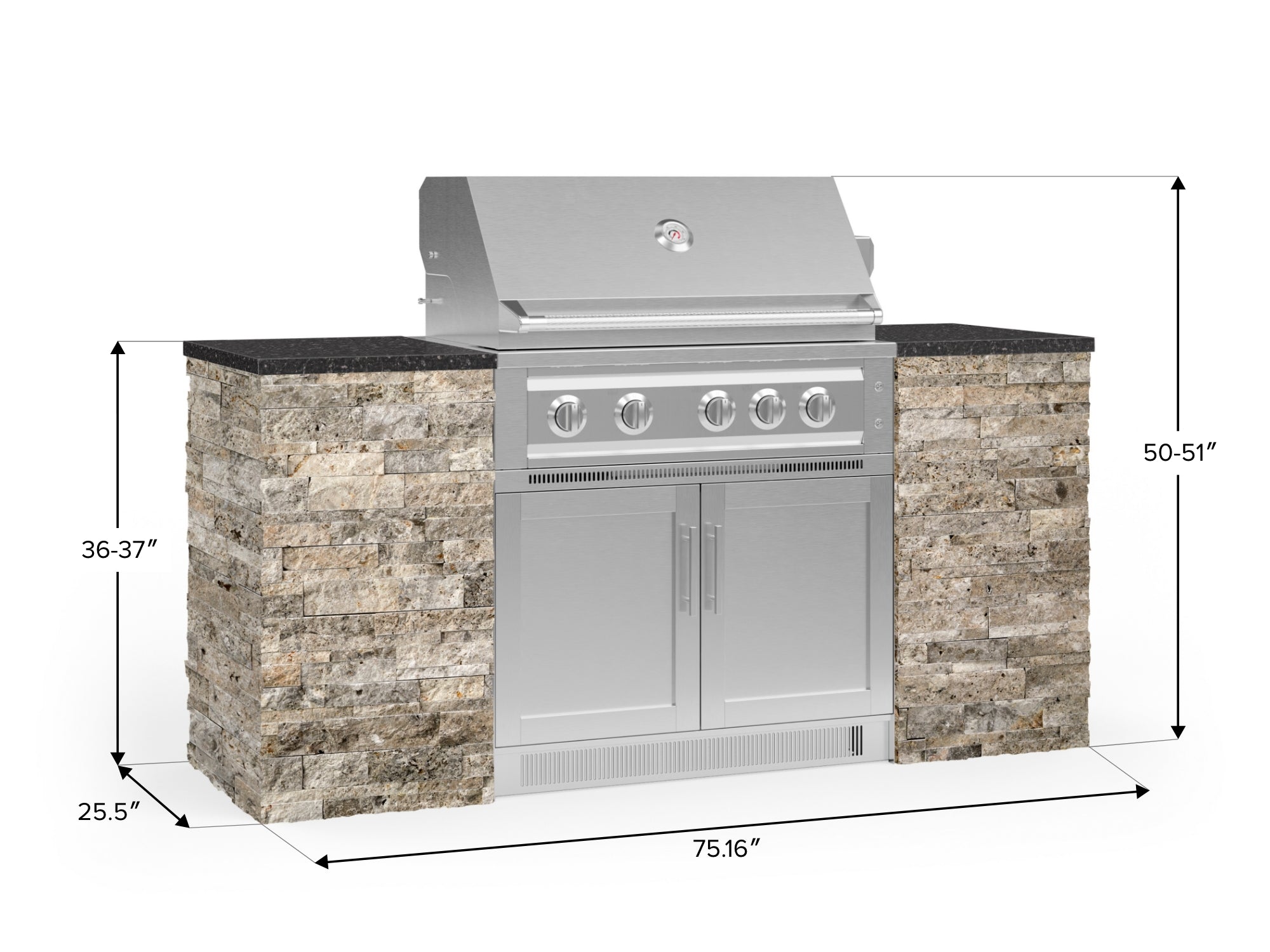Outdoor Kitchen Signature Series 6 Piece Cabinet Set with Platinum Grill and Grill Cabinet
