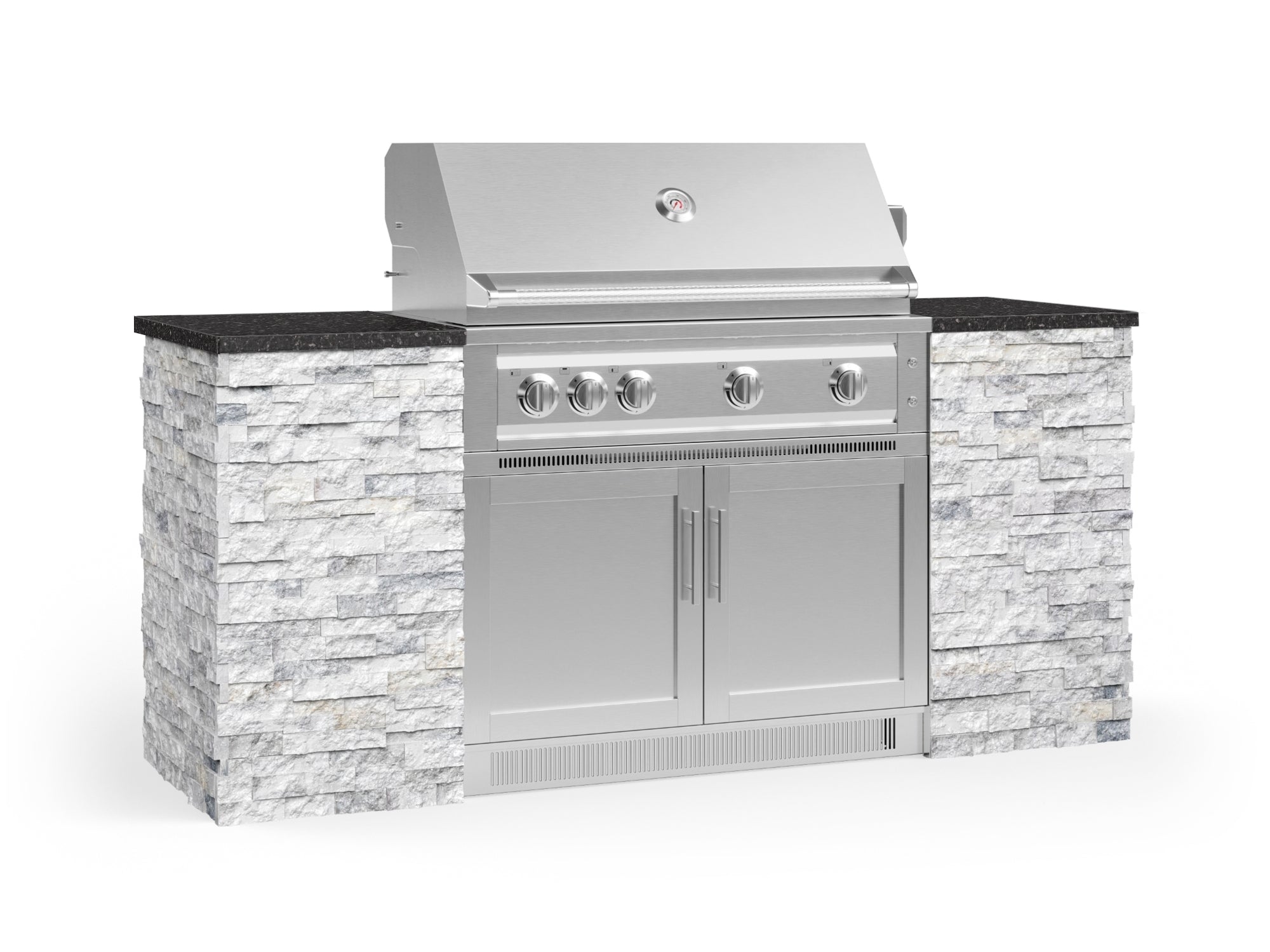 White Crystal Marble / 40 in. Platinum Grill (NG) / Black Galaxy