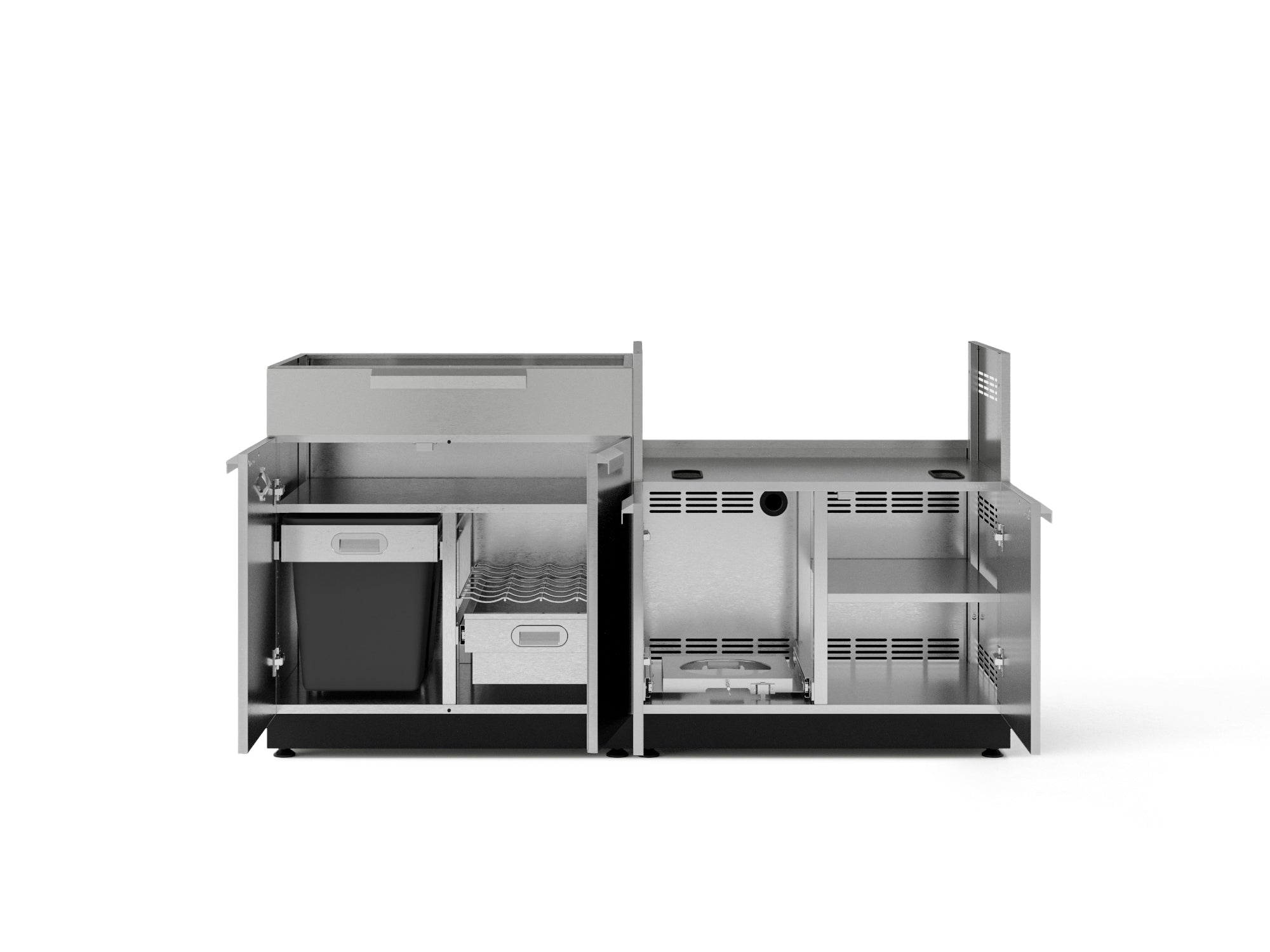Outdoor Kitchen Stainless-Steel 2 Piece Cabinet set with Bar and Grill Cabinet