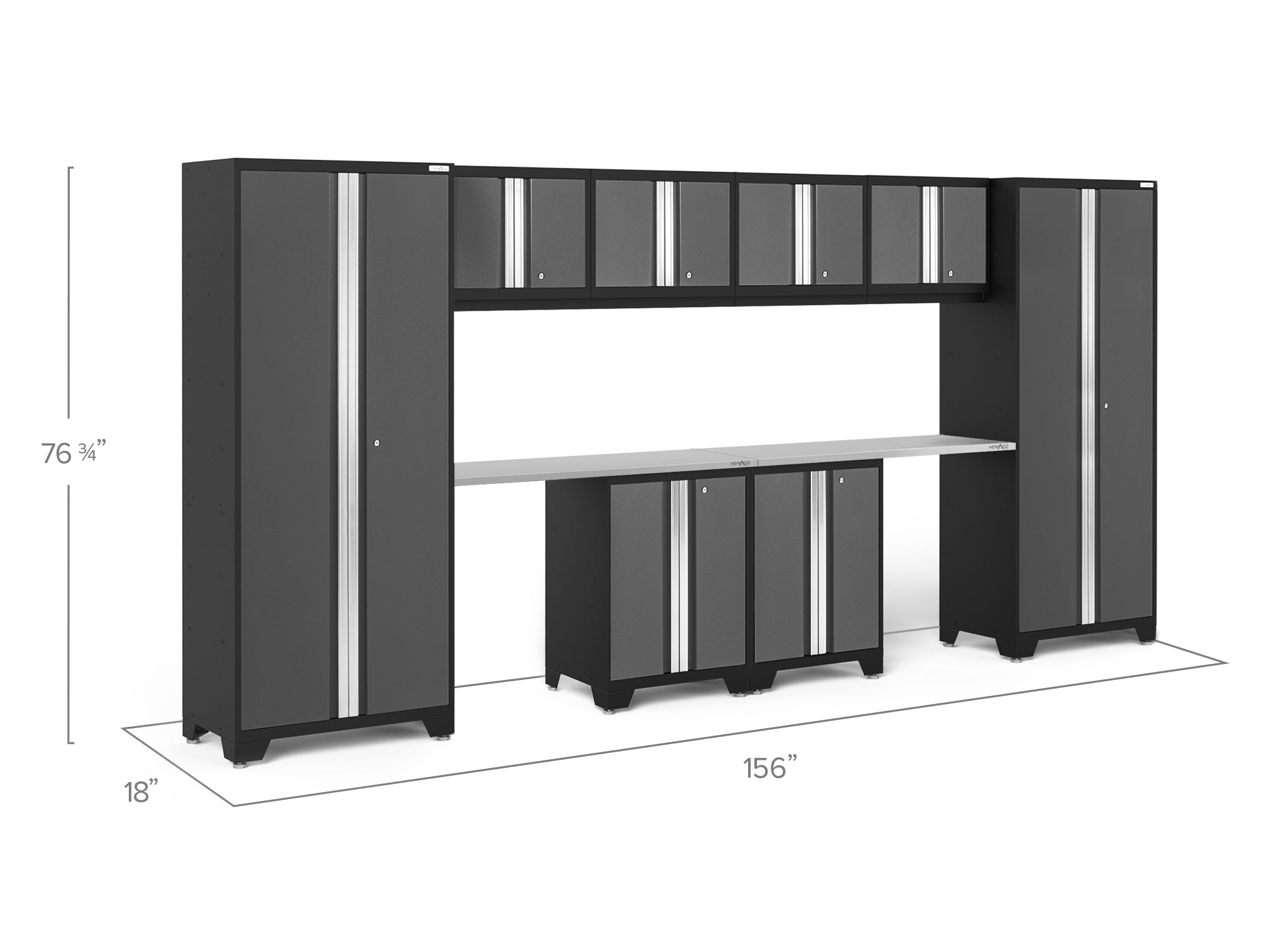 Bold Series 10 Piece Cabinet Set with Base, Wall Cabinet, 30 in. Locker and Worktop