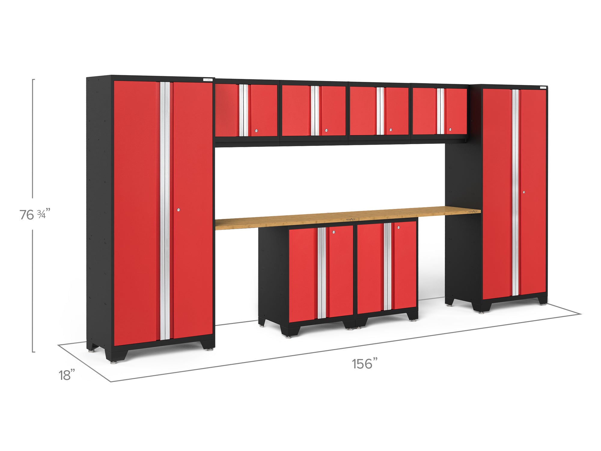Bold Series 10 Piece Cabinet Set with Base, Wall Cabinet, 30 in. Locker and Worktop