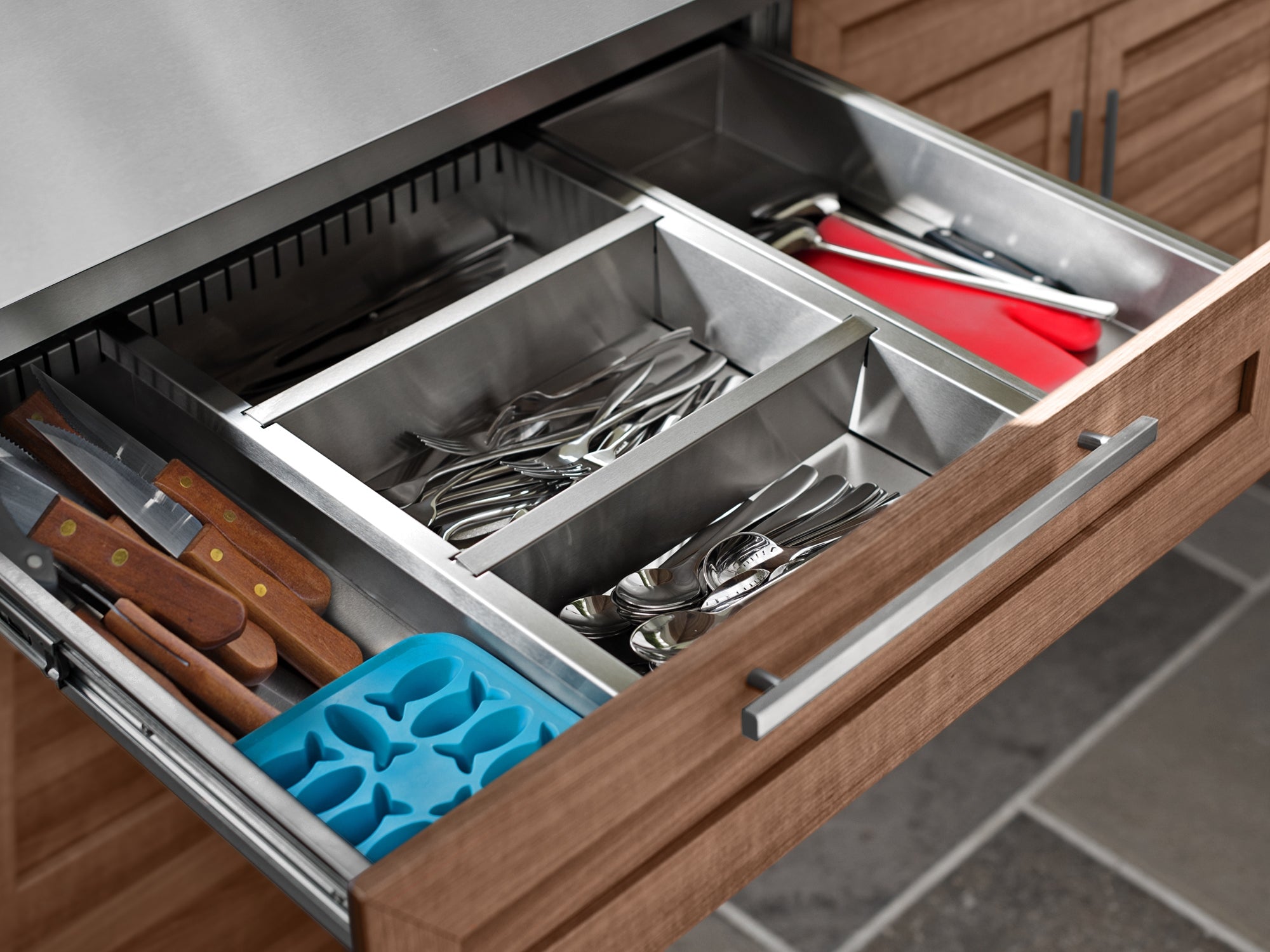 Outdoor Kitchen Stainless Steel Louvered Doors 4 Piece Cabinet Set with Sink, Bar, Grill Cabinet and Fridge