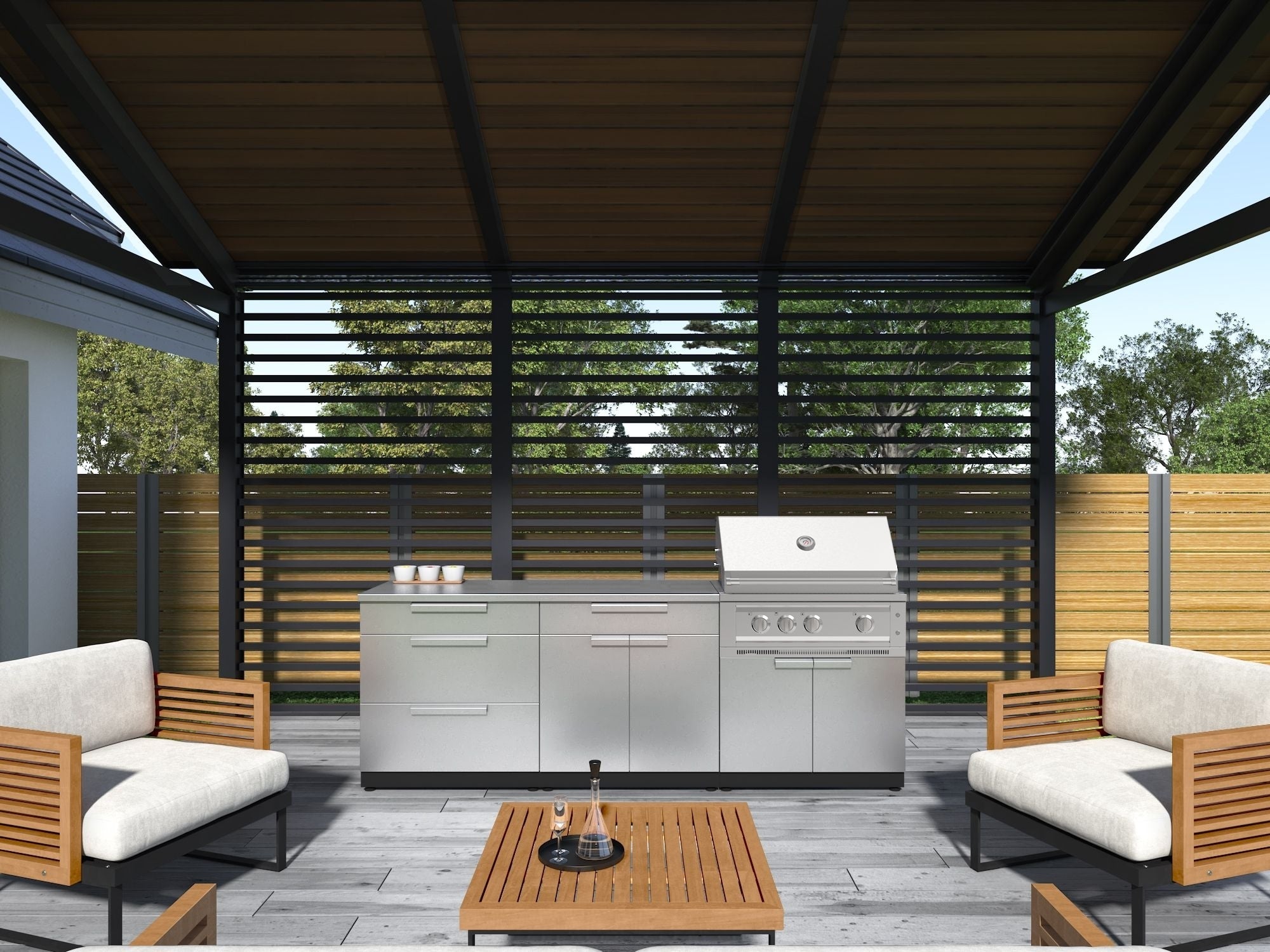 Outdoor Kitchen Stainless Steel 2 Piece Cabinet set with Base and Grill Cabinet
