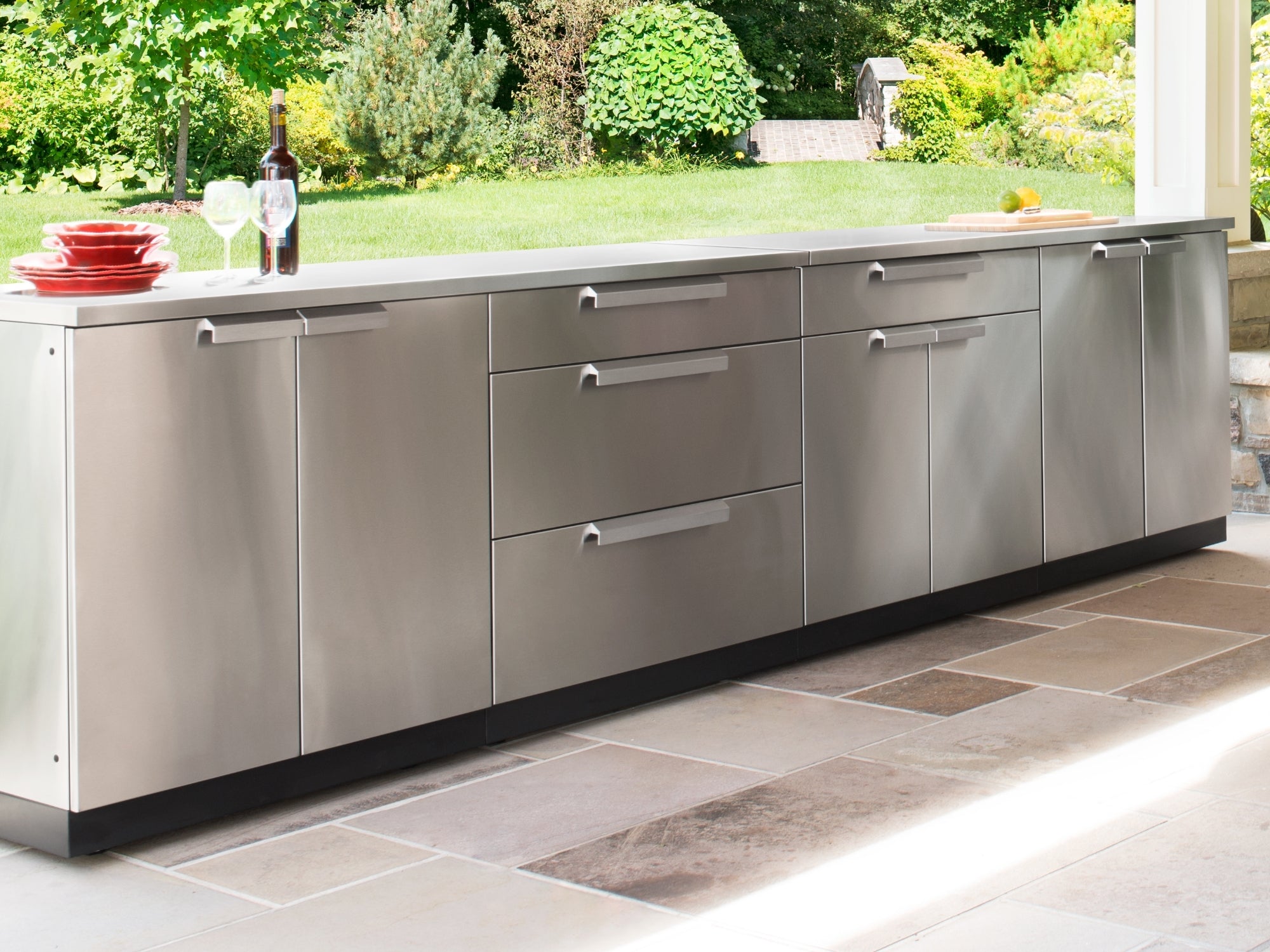 Outdoor Kitchen Stainless Steel 2 Piece Cabinet set with Base and Grill Cabinet