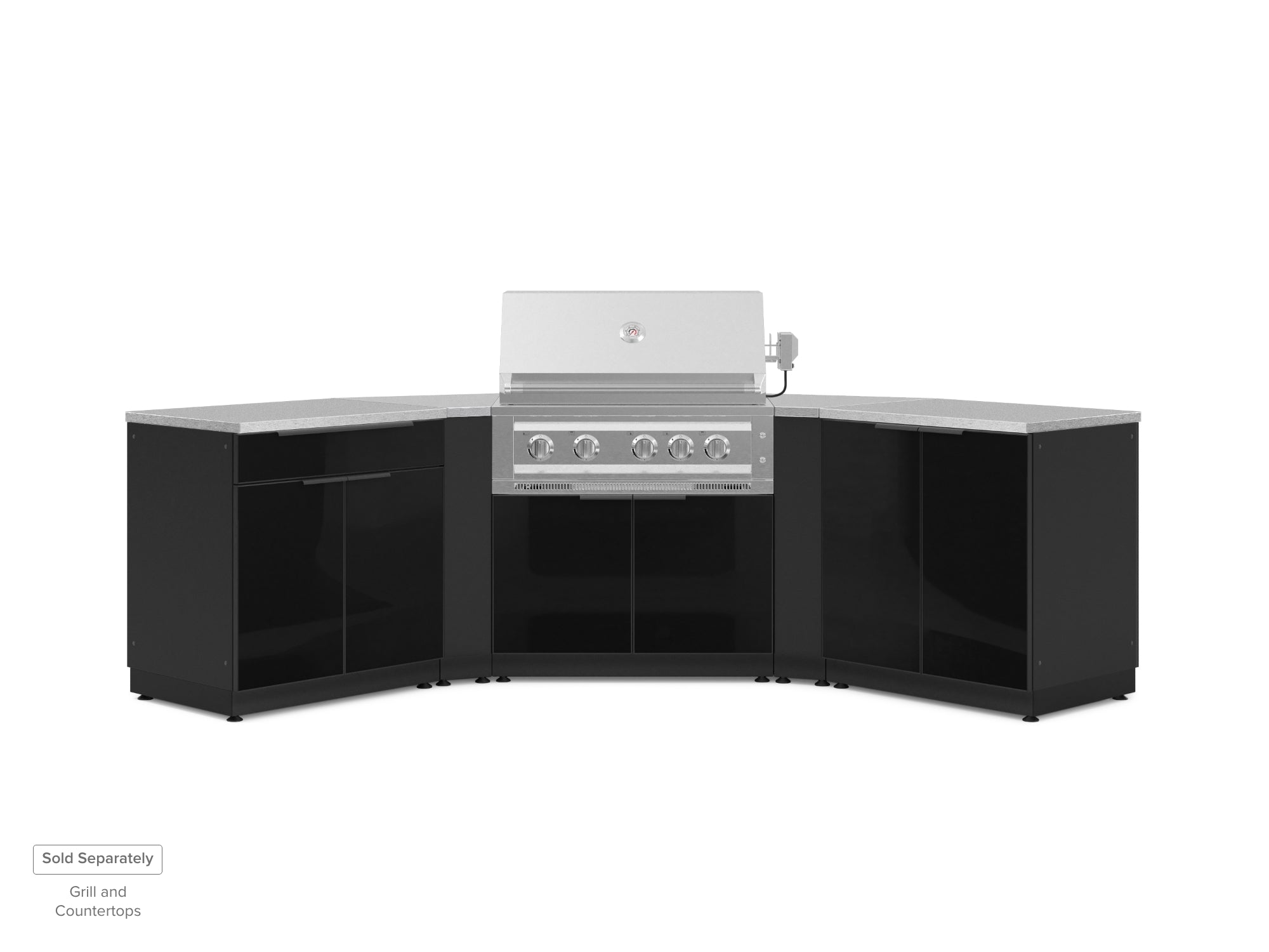 Outdoor Kitchen Aluminum 5 Piece Cabinet Set with 2-Door, Bar, Grill and Corner Cabinets