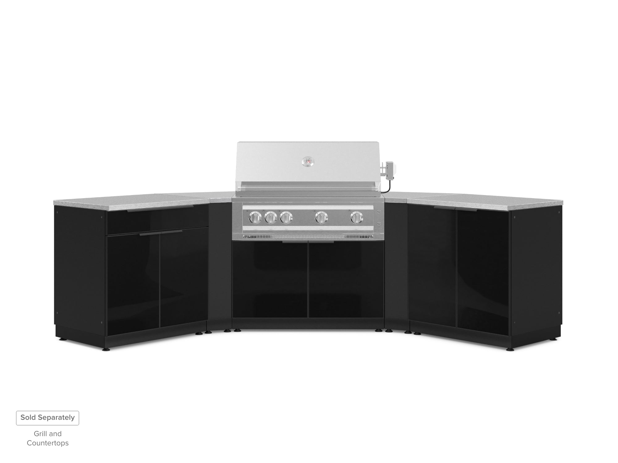 Outdoor Kitchen Aluminum 5 Piece Cabinet Set with 2-Door, Bar, Grill and Corner Cabinets