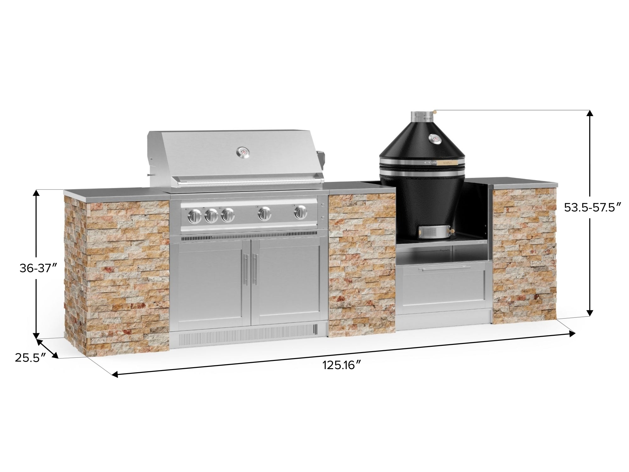 Outdoor Kitchen Signature Series 9 Piece Cabinet Set With Kamado, Platinum Grill and Grill Cabinet