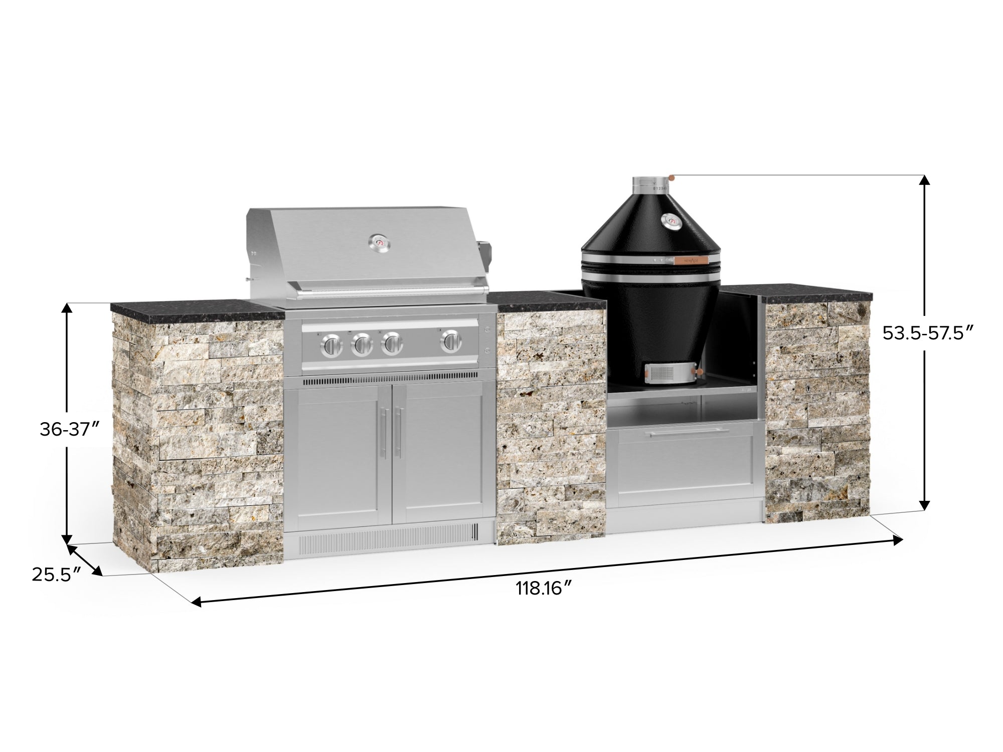 Outdoor Kitchen Signature Series 9 Piece Cabinet Set With Kamado, Platinum Grill and Grill Cabinet