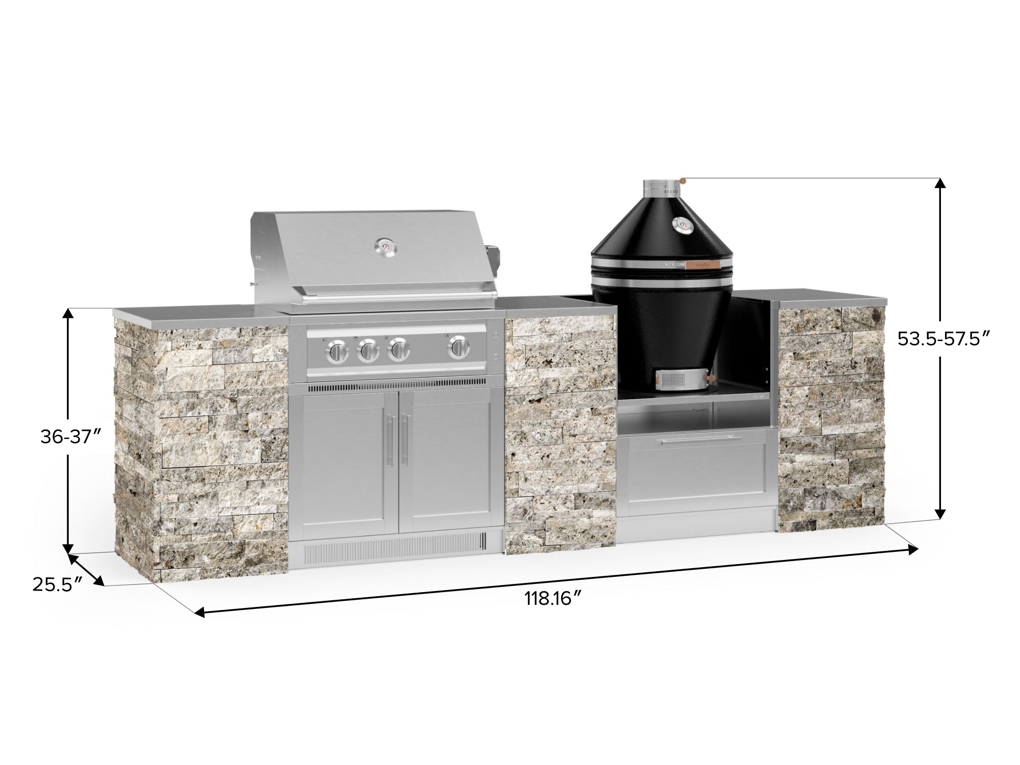 Outdoor Kitchen Signature Series 9 Piece Cabinet Set With Kamado, Platinum Grill and Grill Cabinet
