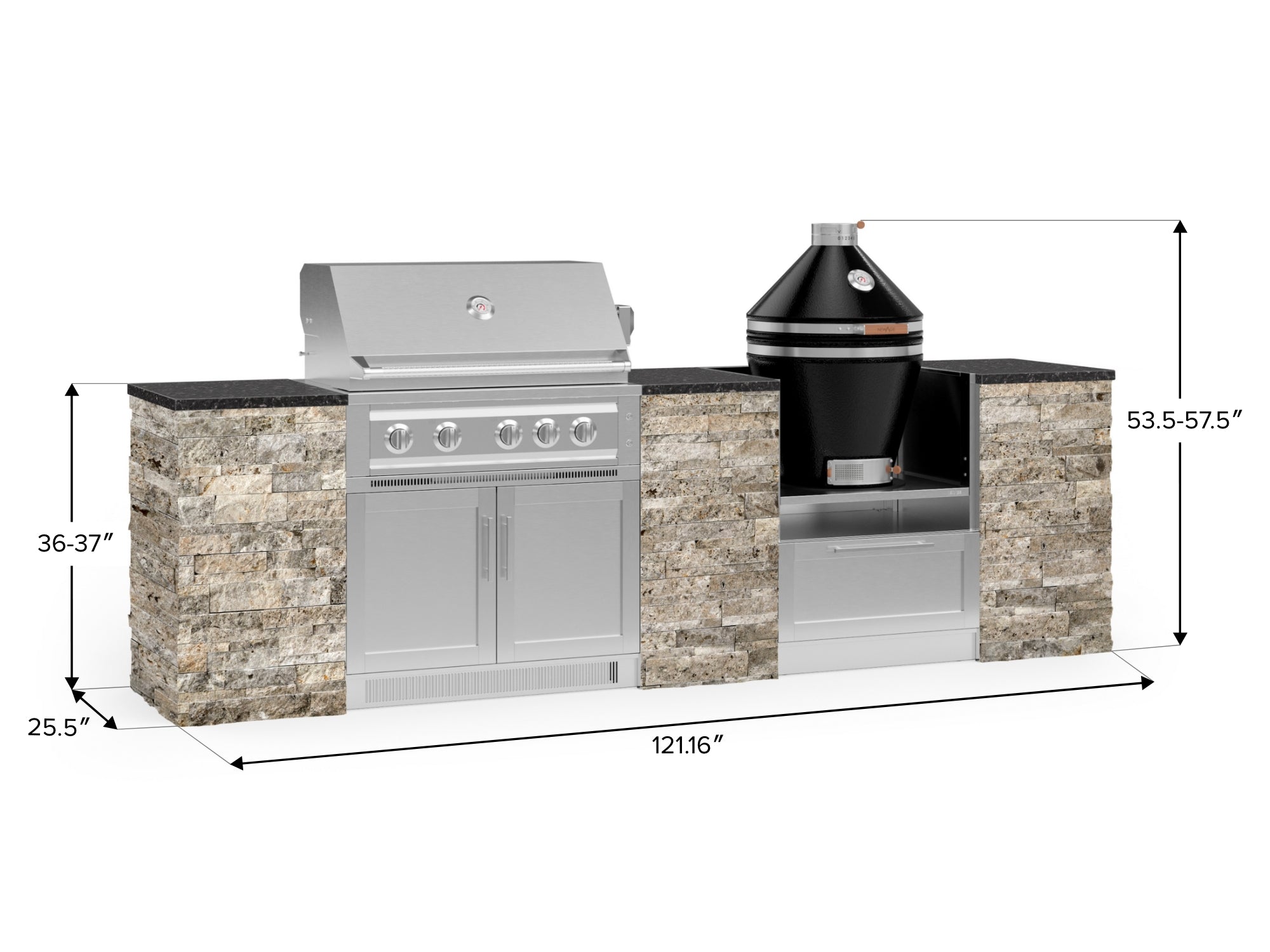 Outdoor Kitchen Signature Series 9 Piece Cabinet Set With Kamado, Platinum Grill and Grill Cabinet