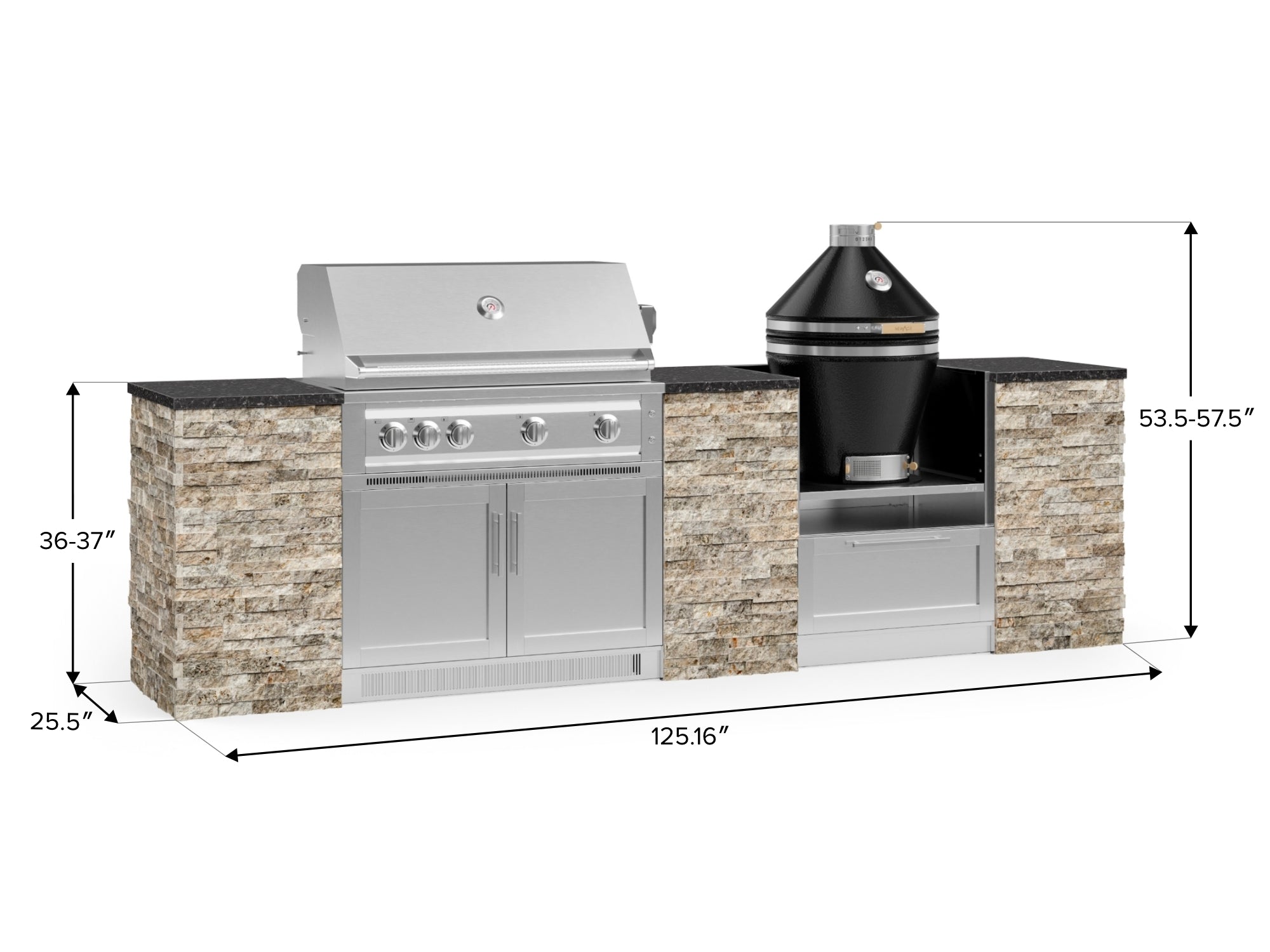 Outdoor Kitchen Signature Series 9 Piece Cabinet Set With Kamado, Platinum Grill and Grill Cabinet