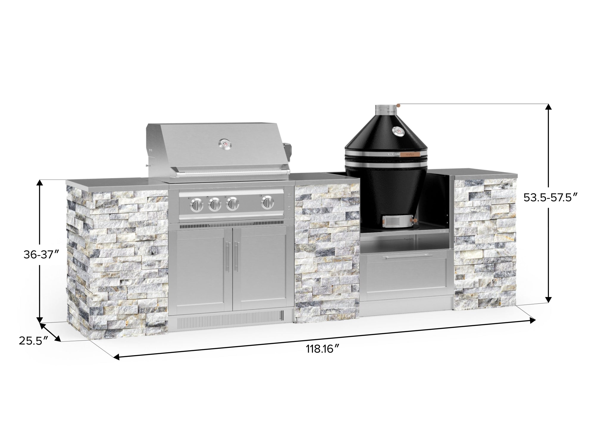 Outdoor Kitchen Signature Series 9 Piece Cabinet Set With Kamado, Platinum Grill and Grill Cabinet