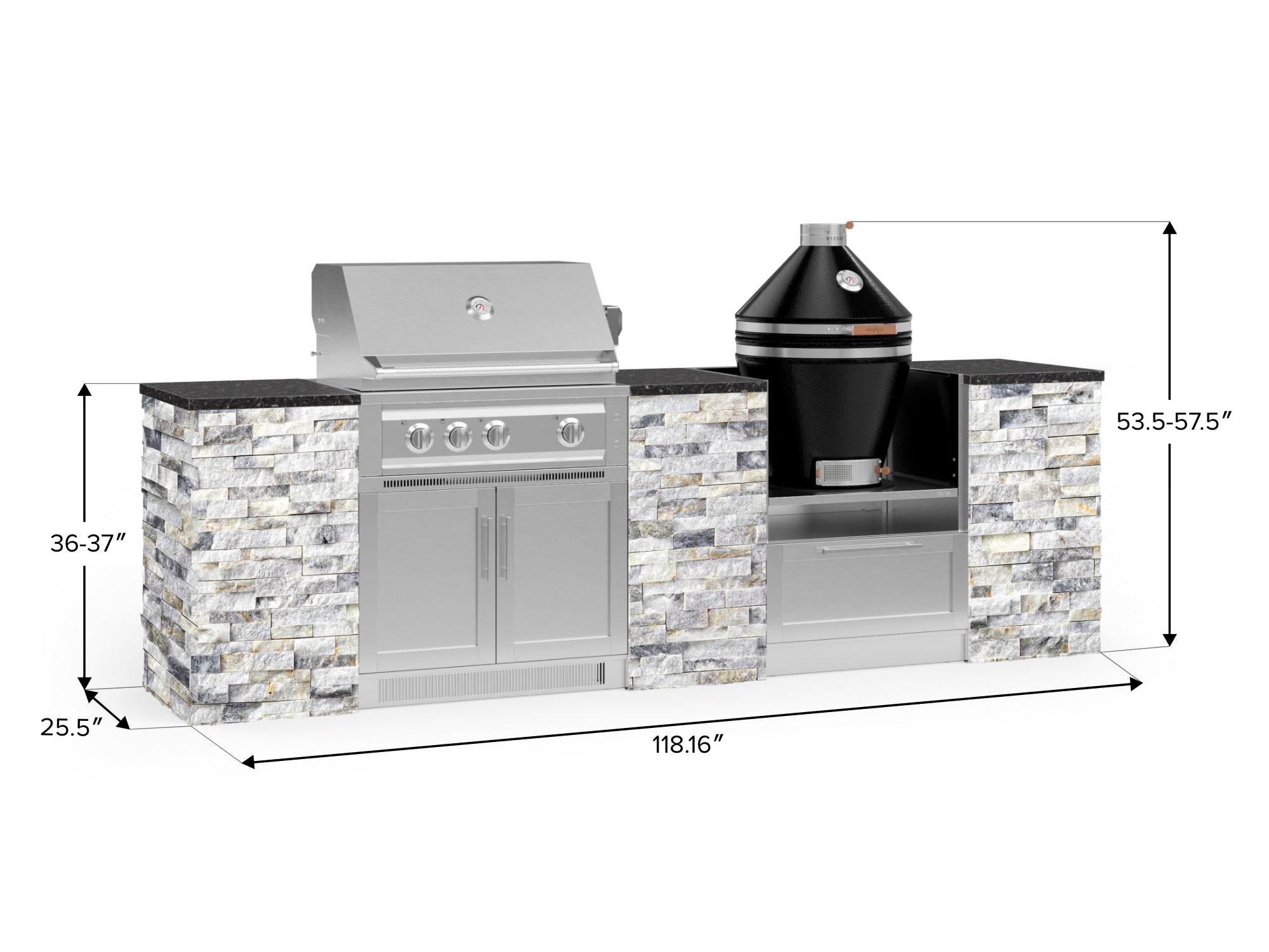 Outdoor Kitchen Signature Series 9 Piece Cabinet Set With Kamado, Platinum Grill and Grill Cabinet