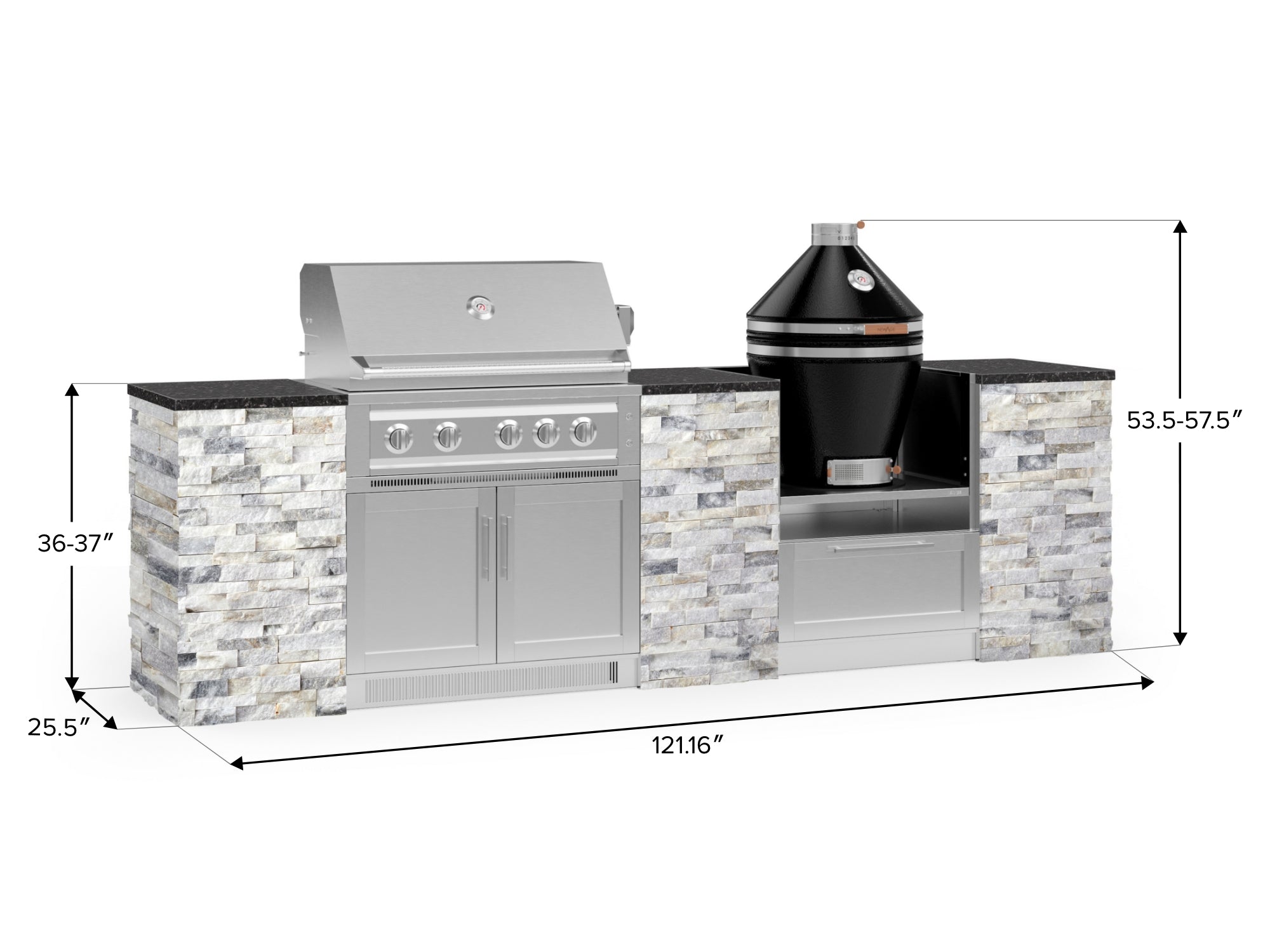 Outdoor Kitchen Signature Series 9 Piece Cabinet Set With Kamado, Platinum Grill and Grill Cabinet