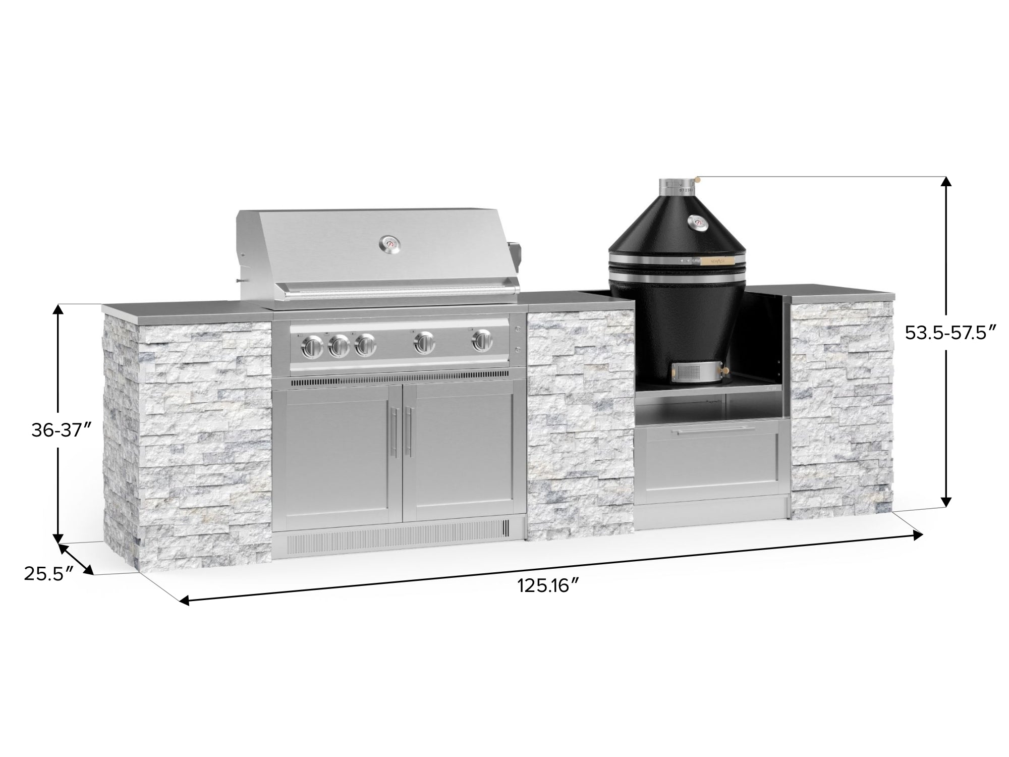 Outdoor Kitchen Signature Series 9 Piece Cabinet Set With Kamado, Platinum Grill and Grill Cabinet