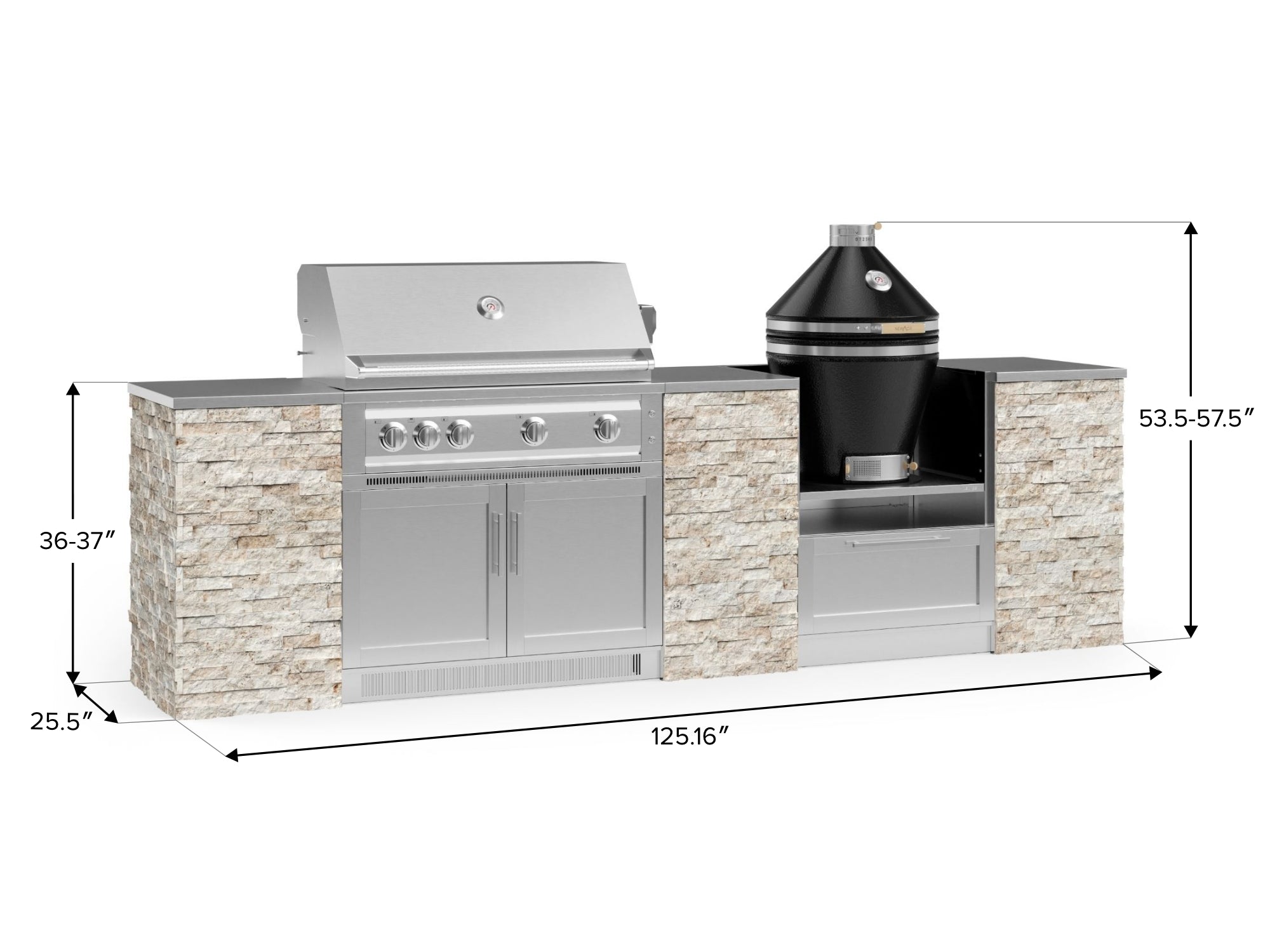Outdoor Kitchen Signature Series 9 Piece Cabinet Set With Kamado, Platinum Grill and Grill Cabinet