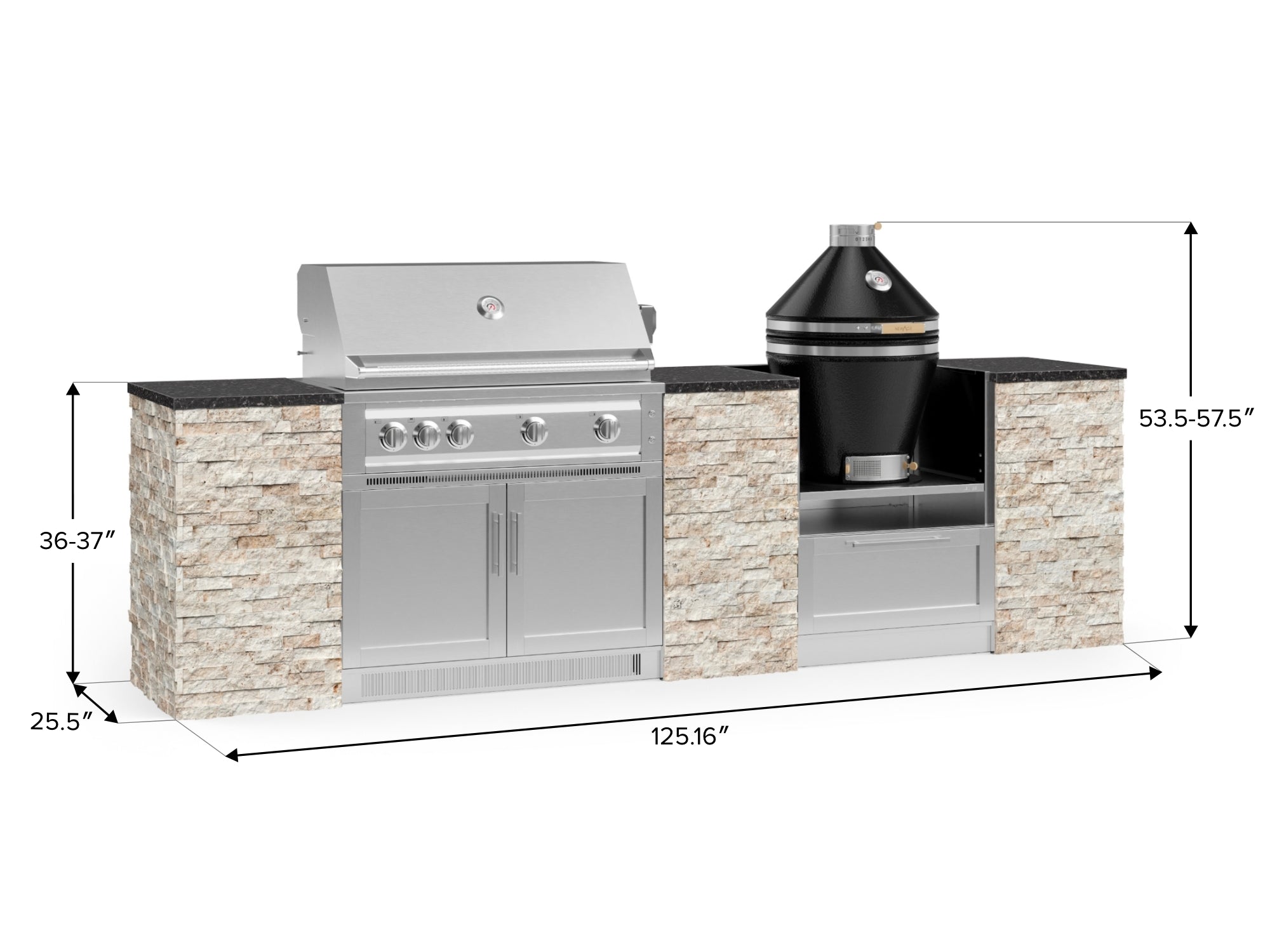 Outdoor Kitchen Signature Series 9 Piece Cabinet Set With Kamado, Platinum Grill and Grill Cabinet