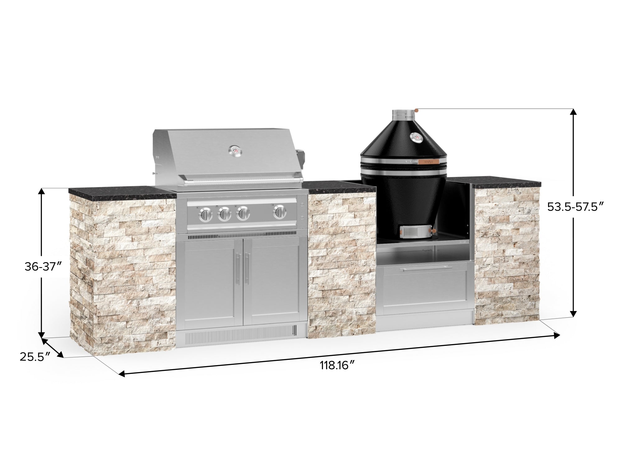 Outdoor Kitchen Signature Series 9 Piece Cabinet Set With Kamado, Platinum Grill and Grill Cabinet