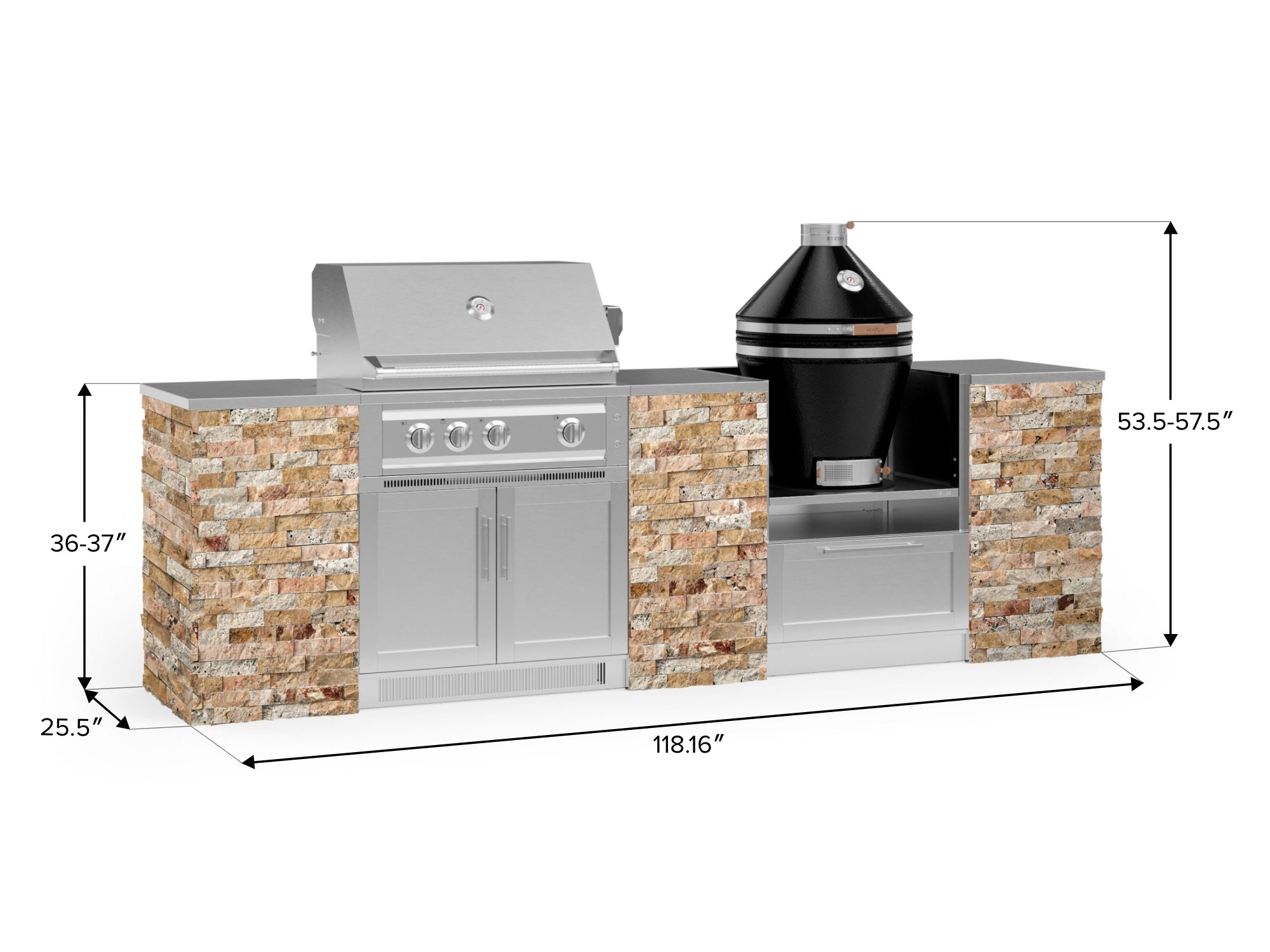 Outdoor Kitchen Signature Series 9 Piece Cabinet Set With Kamado, Platinum Grill and Grill Cabinet