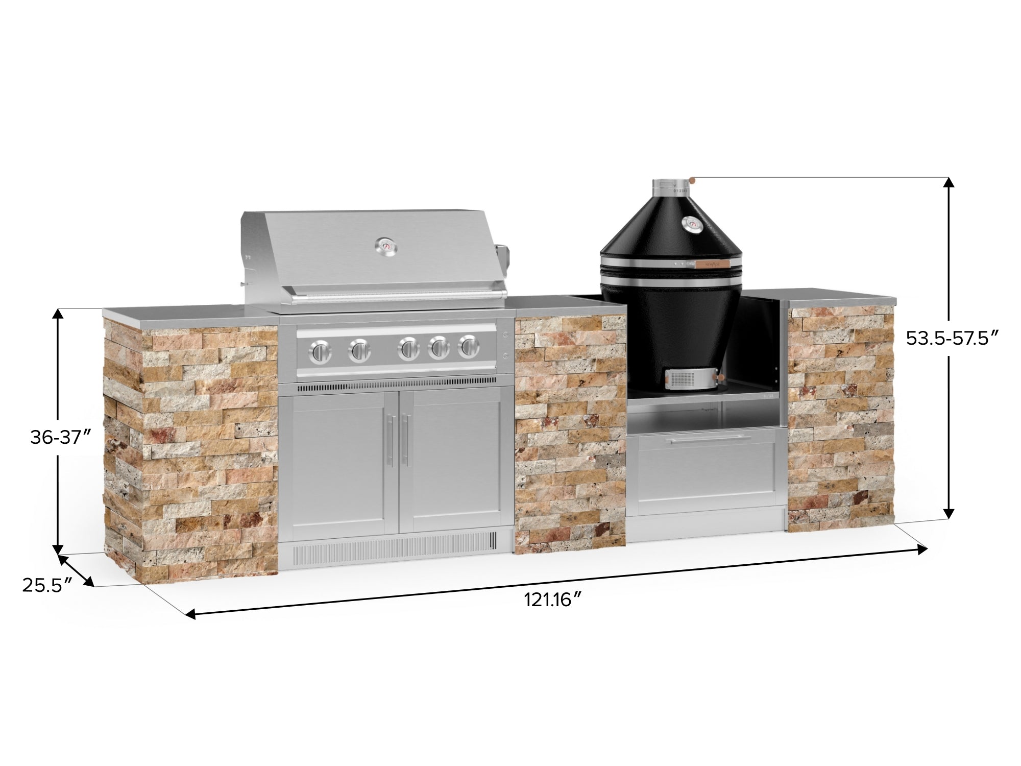 Outdoor Kitchen Signature Series 9 Piece Cabinet Set With Kamado, Platinum Grill and Grill Cabinet