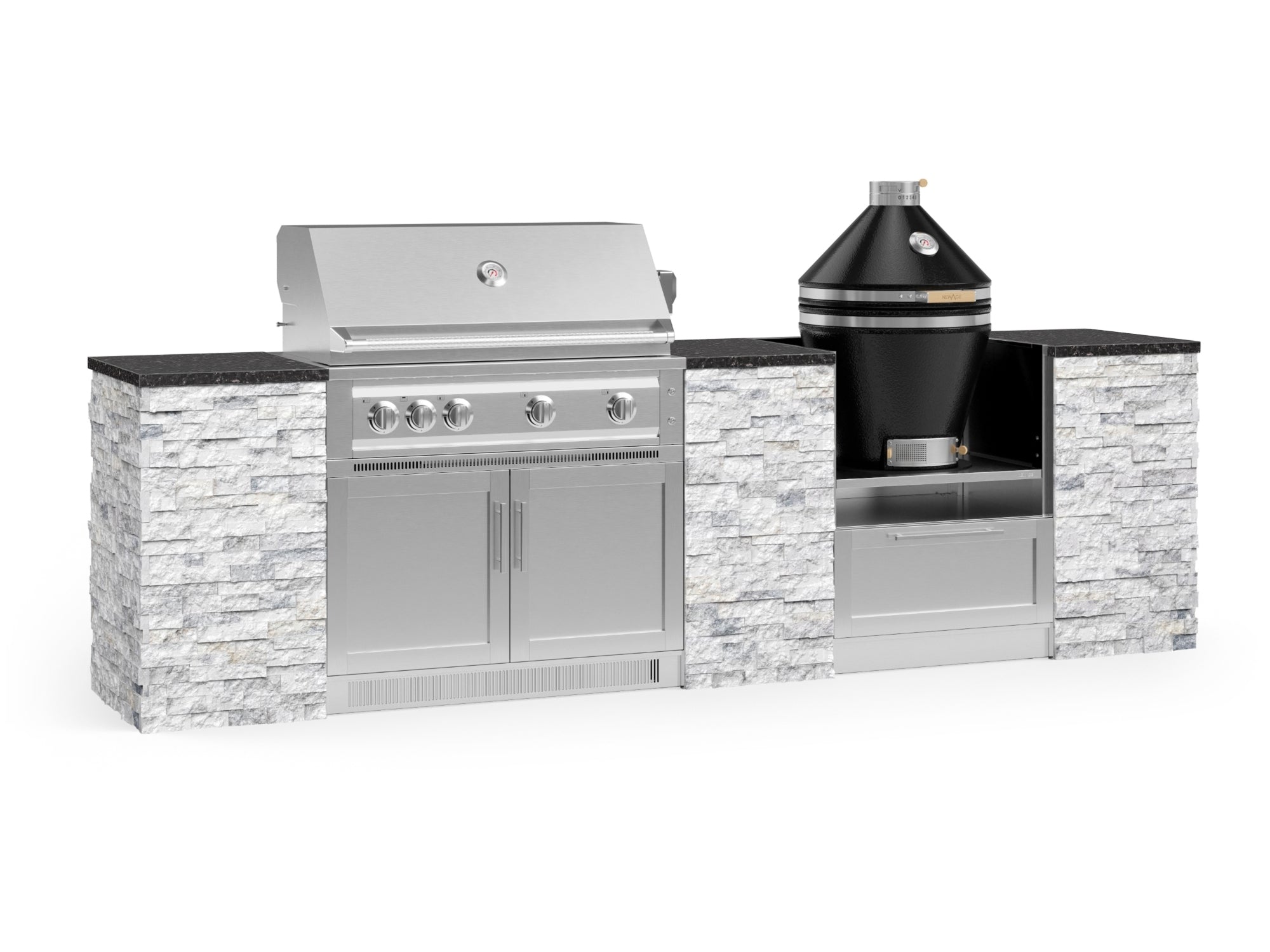 White Crystal Marble / 40 in. Platinum Grill (LP) / Black Galaxy