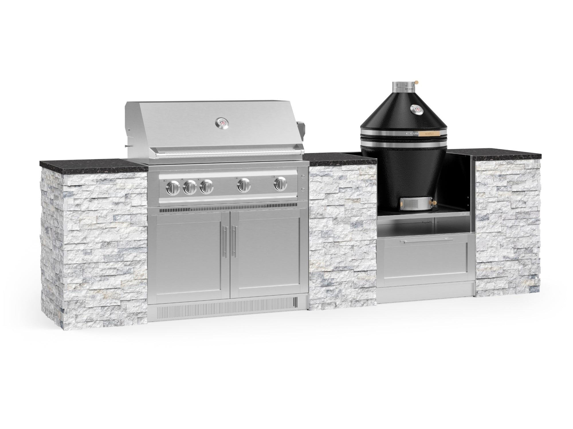 White Crystal Marble / 40 in. Platinum Grill (NG) / Black Galaxy