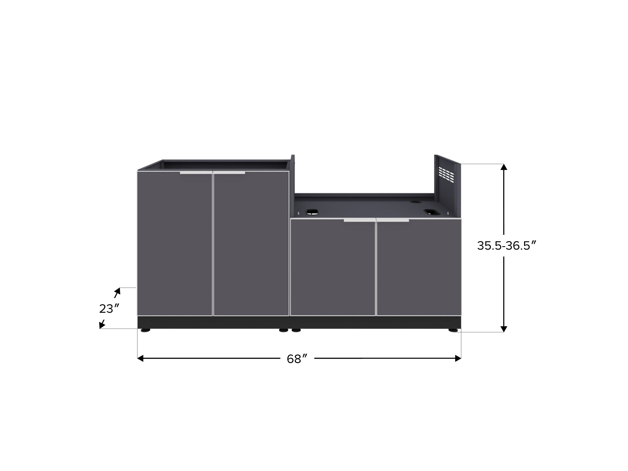 Outdoor Kitchen Aluminum 2 Piece Cabinet set with 2 Door and Grill Cabinet