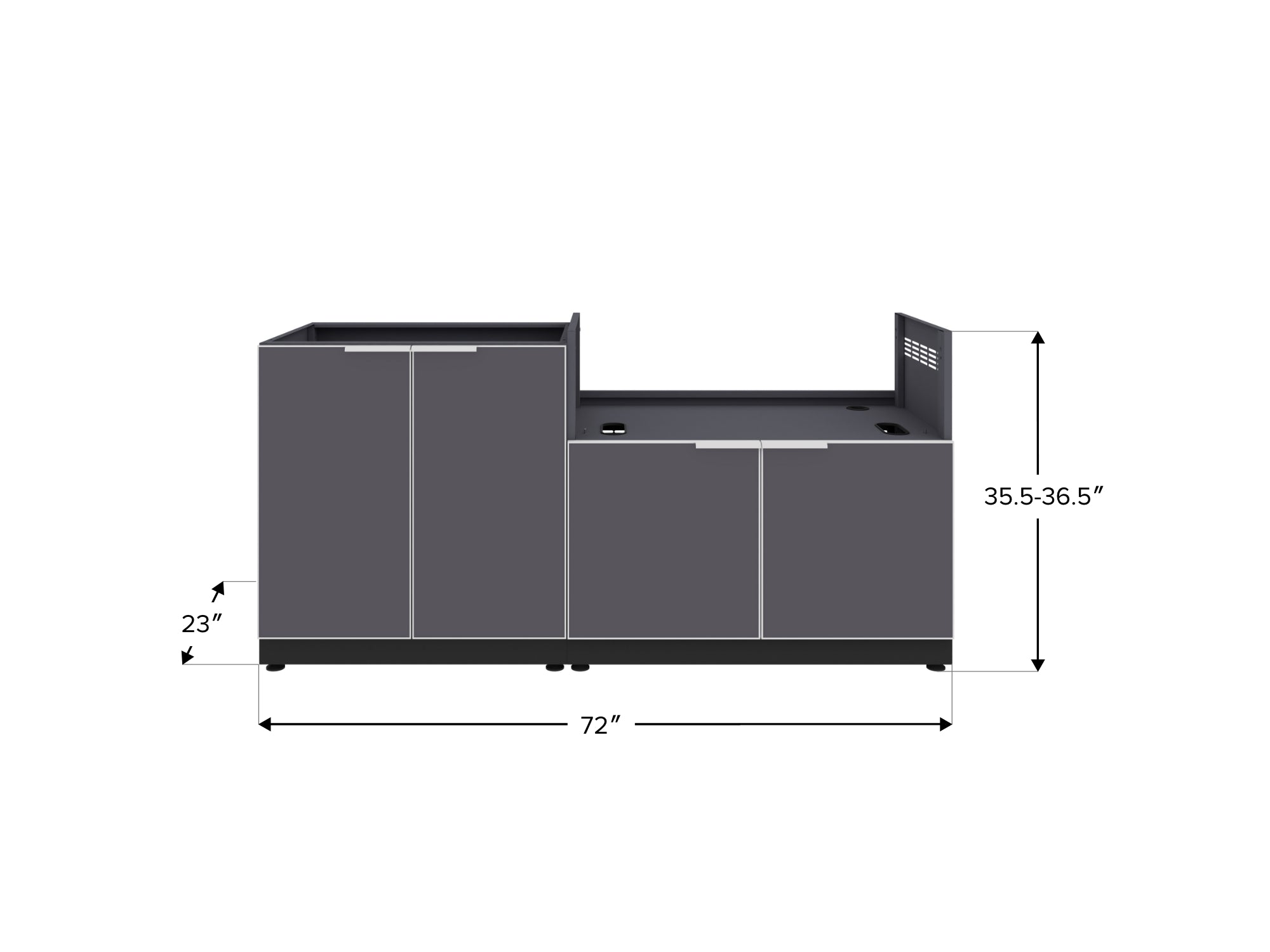 Outdoor Kitchen Aluminum 2 Piece Cabinet set with 2 Door and Grill Cabinet