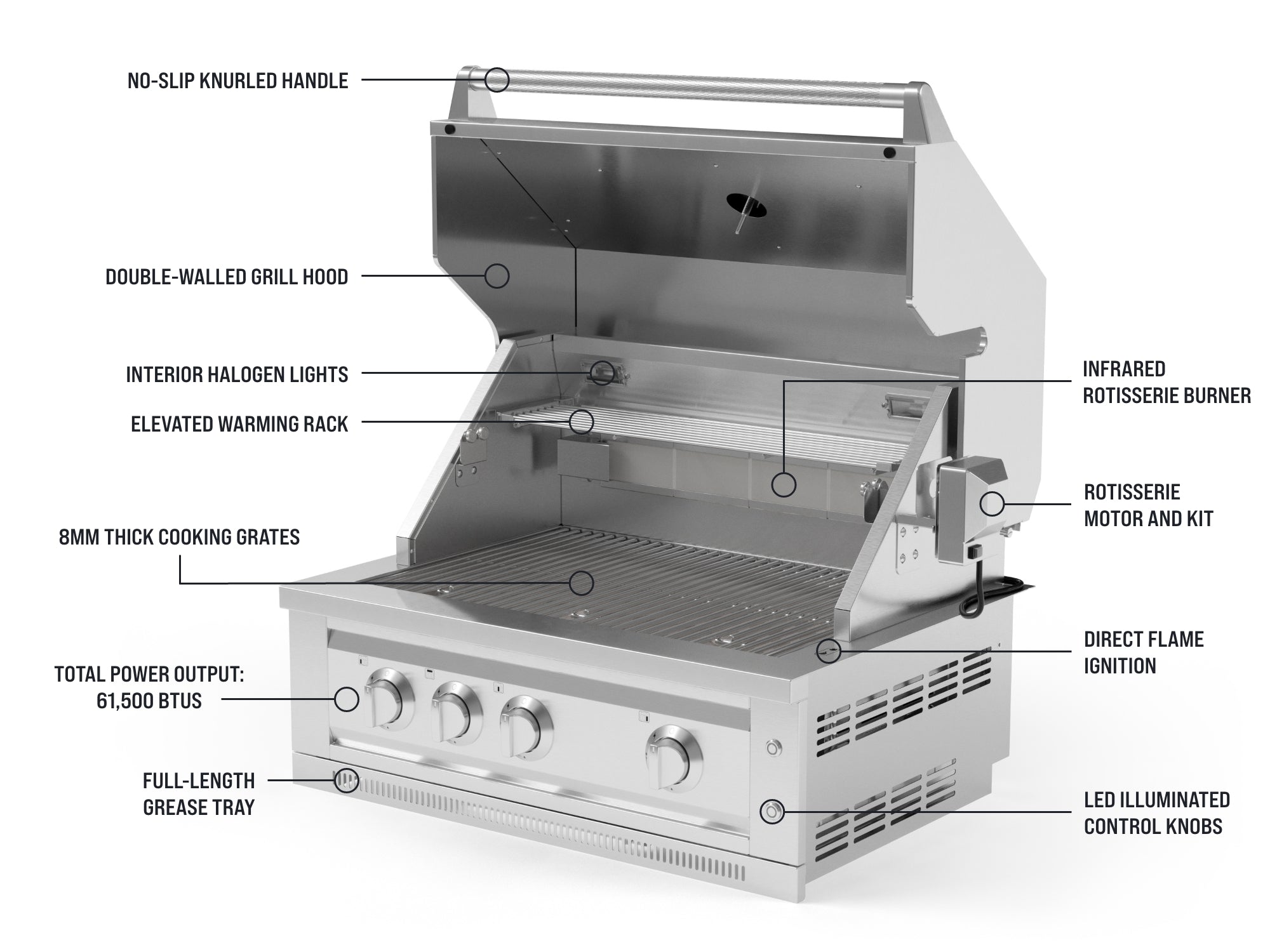 Outdoor Kitchen Stainless Steel 6 Piece Cabinet Set with Sink, Bar, Grill Cabinet, Platinum Grill, Countertop and Glass Door Fridge