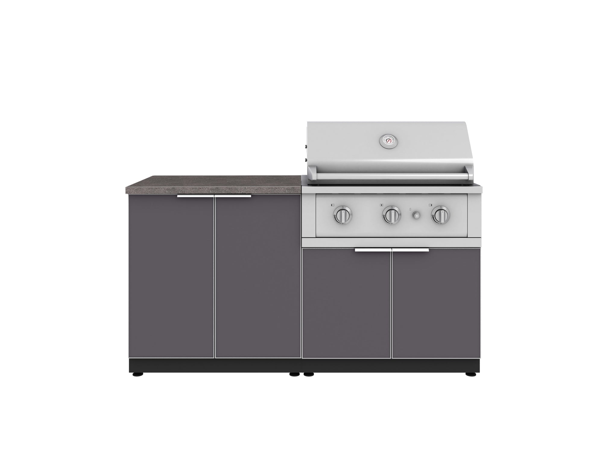 Outdoor Kitchen Aluminum 4 Piece Cabinet Set with 2 Door, Grill Cabinet, Performance Grill and Countertop