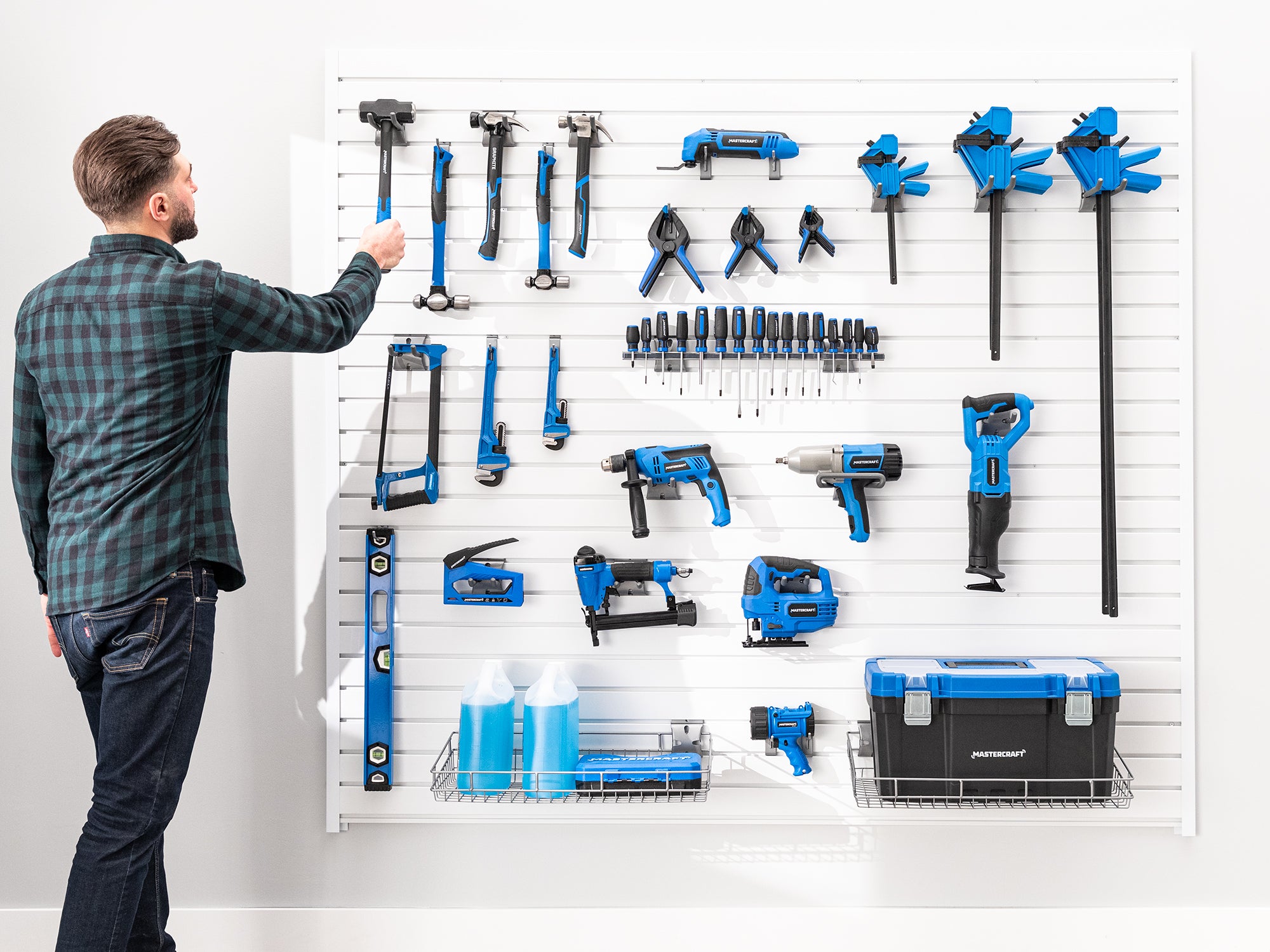 Lockable 40 SQ. FT. PVC Slatwall with 40-Piece Accessory Kit