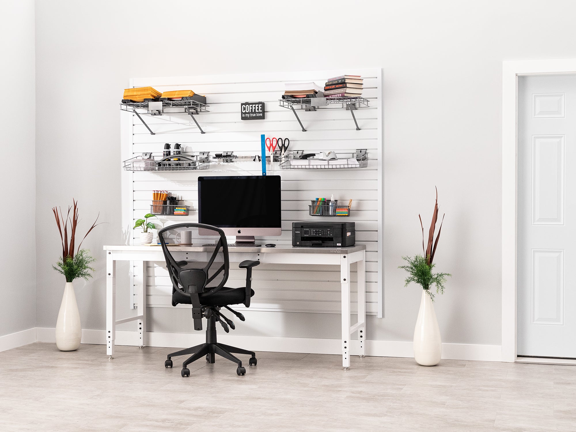 Lockable 40 SQ. FT. PVC Slatwall with 40-Piece Accessory Kit
