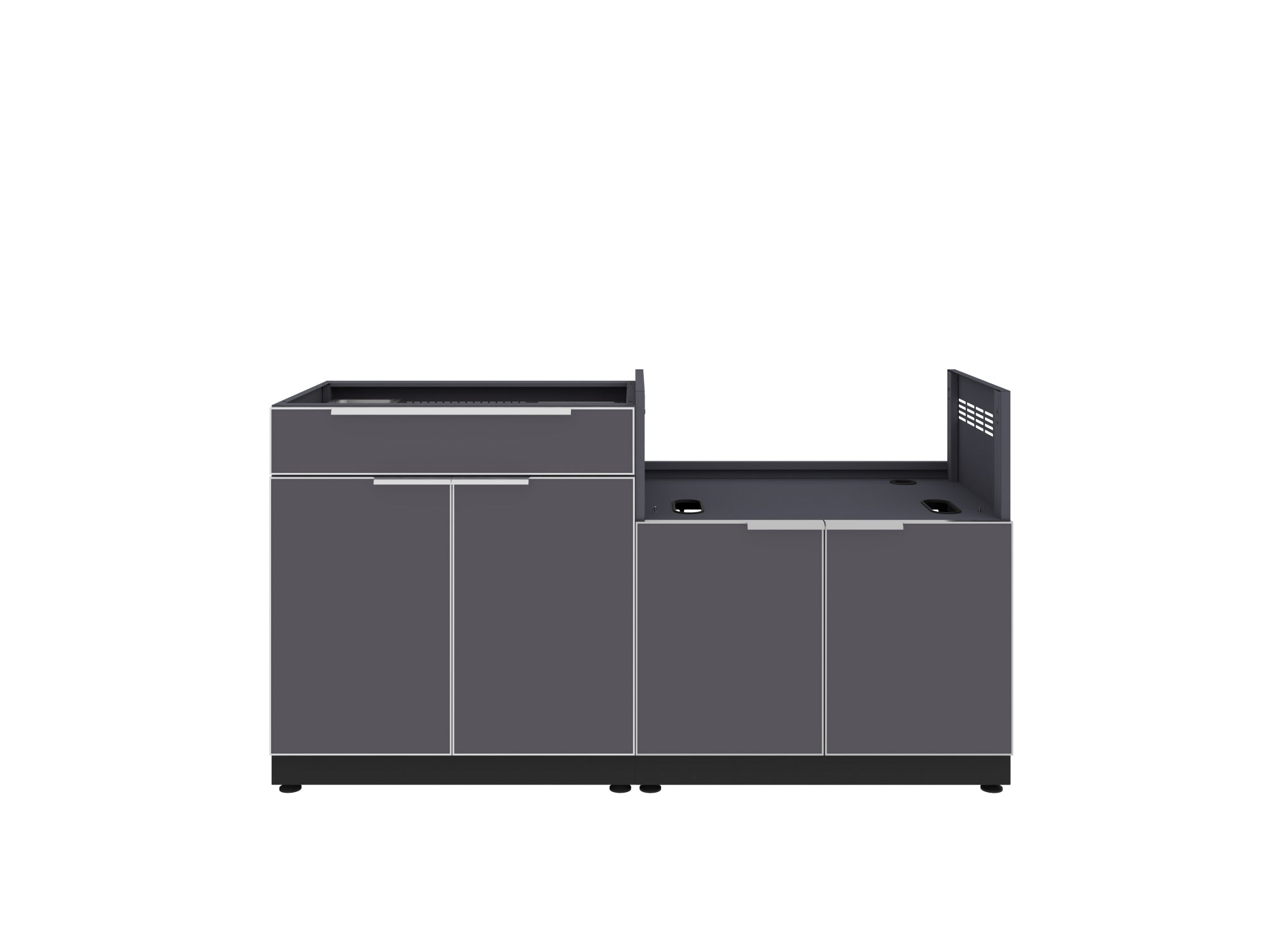 Outdoor Kitchen Aluminum 2 Piece Cabinet set with Bar and Grill Cabinet
