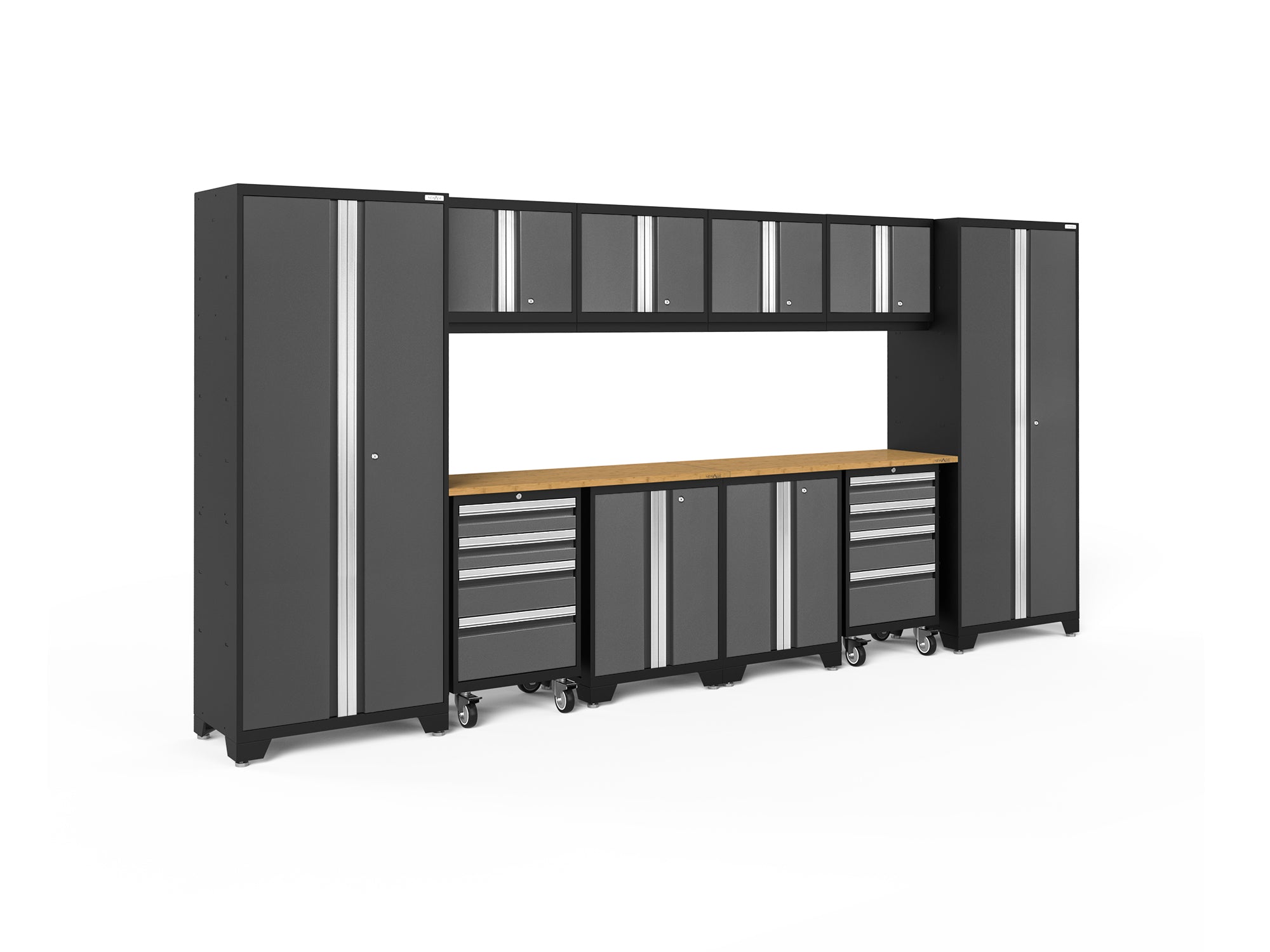 Bold Series 12 Piece Cabinet Set with Tool, Base, Wall Cabinets and 2 Lockers