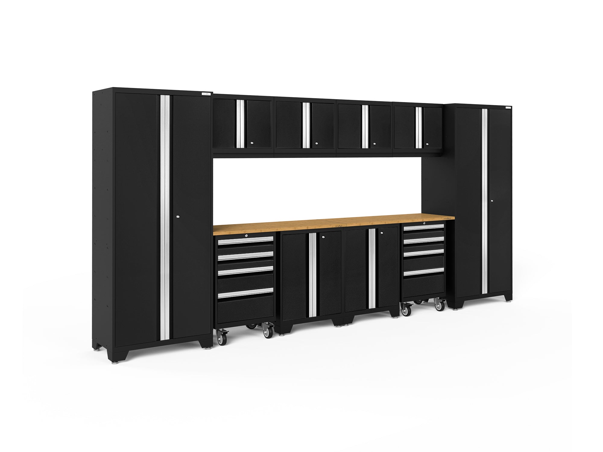 Bold Series 12 Piece Cabinet Set with Tool, Base, Wall Cabinets and 2 Lockers