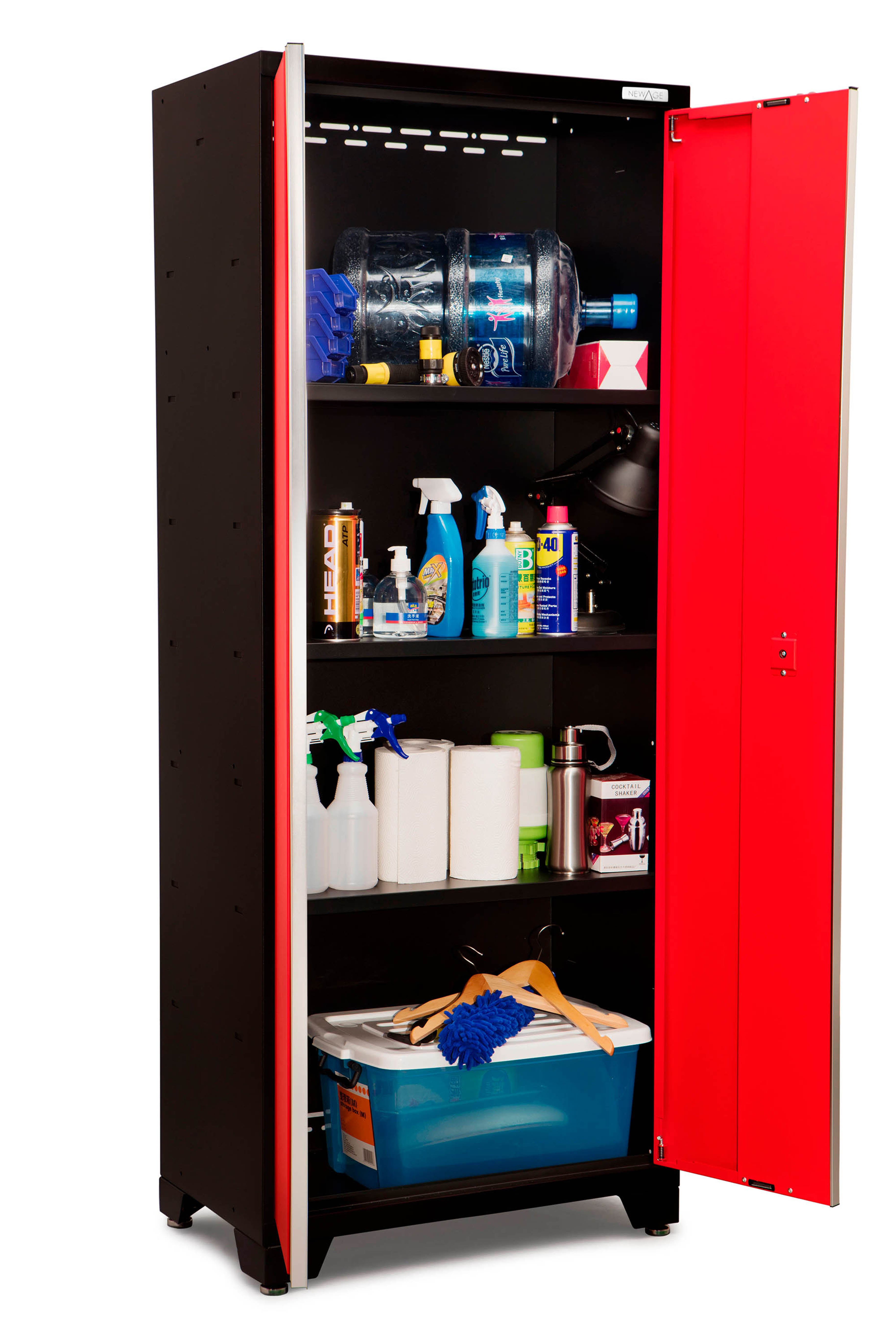 Bold Series 5 Piece Cabinet Set with Multi-use Locker, Wall Cabinet, and 48-Inch Workbench
