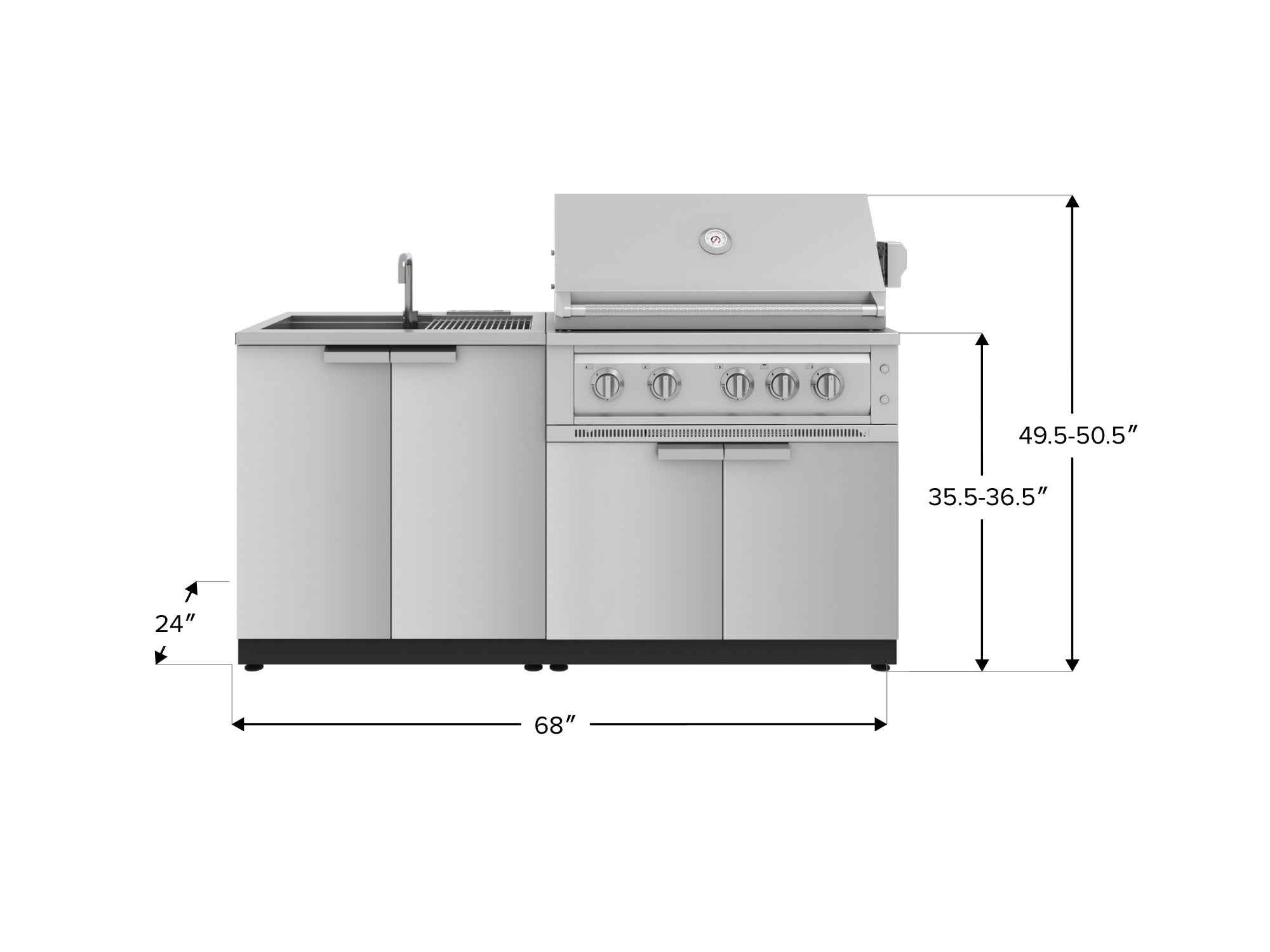Outdoor Kitchen Stainless Steel 3 Piece Cabinet Set with Sink, Grill ...
