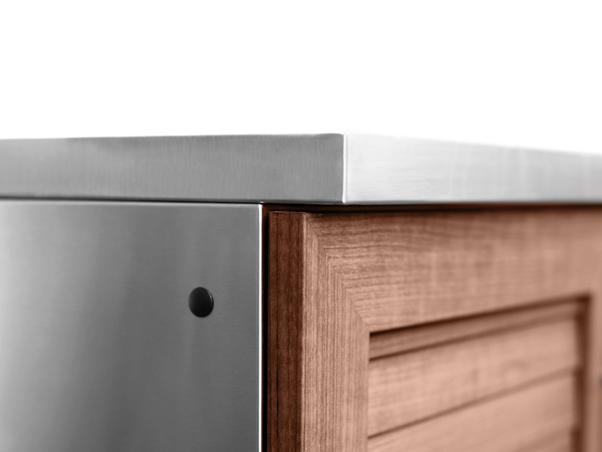 Outdoor Kitchen Stainless-Steel Louvered Doors 4 Piece Cabinet Set with 3 Drawer, Grill Cabinet, Platinum Grill, and Countertop