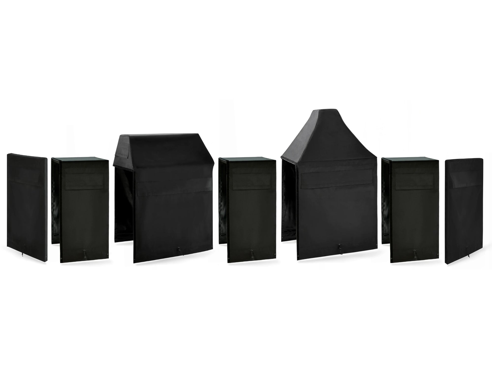 Outdoor Kitchen Cabinet Signature Cover Bundle: Platinum Grill, (3) 18 in. Cabinet, Kamado, Right/Left End Panel